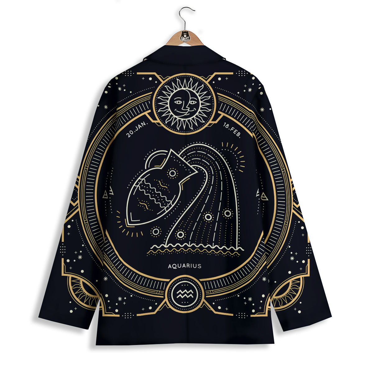 Zodiac Sign Vintage Aquarius Print Women's Blazer-grizzshop