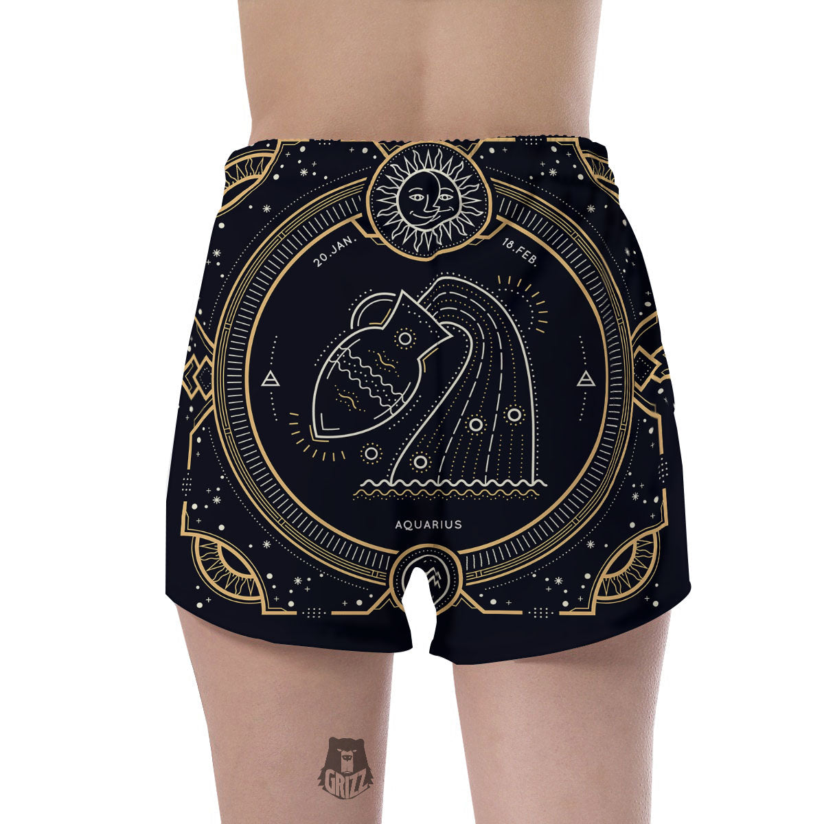 Zodiac Sign Vintage Aquarius Print Women's Shorts-grizzshop