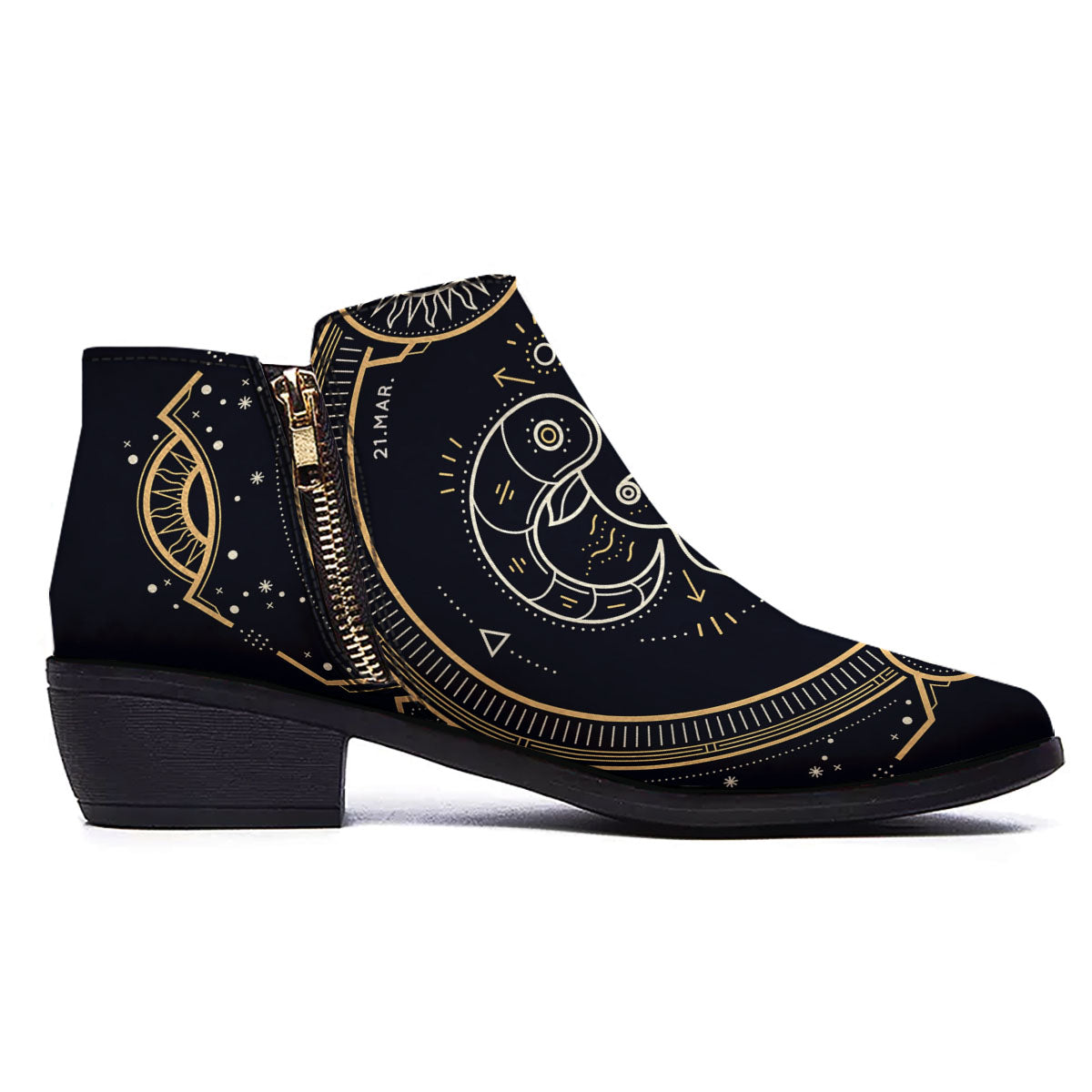 Zodiac Sign Vintage Aries Print Ankle Boots-grizzshop