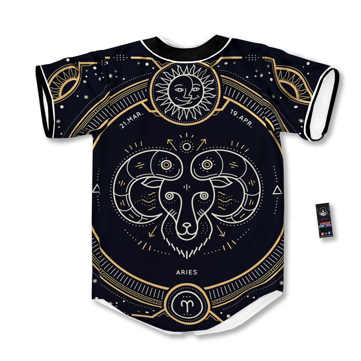 Zodiac Sign Vintage Aries Print Baseball Jersey-grizzshop