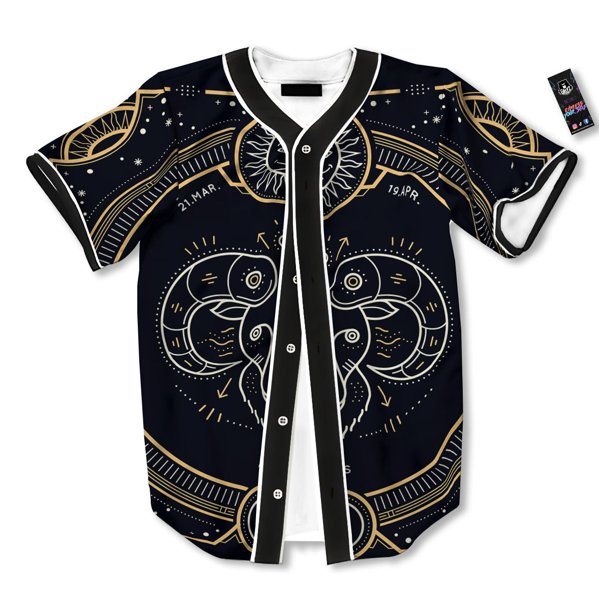 Zodiac Sign Vintage Aries Print Baseball Jersey-grizzshop