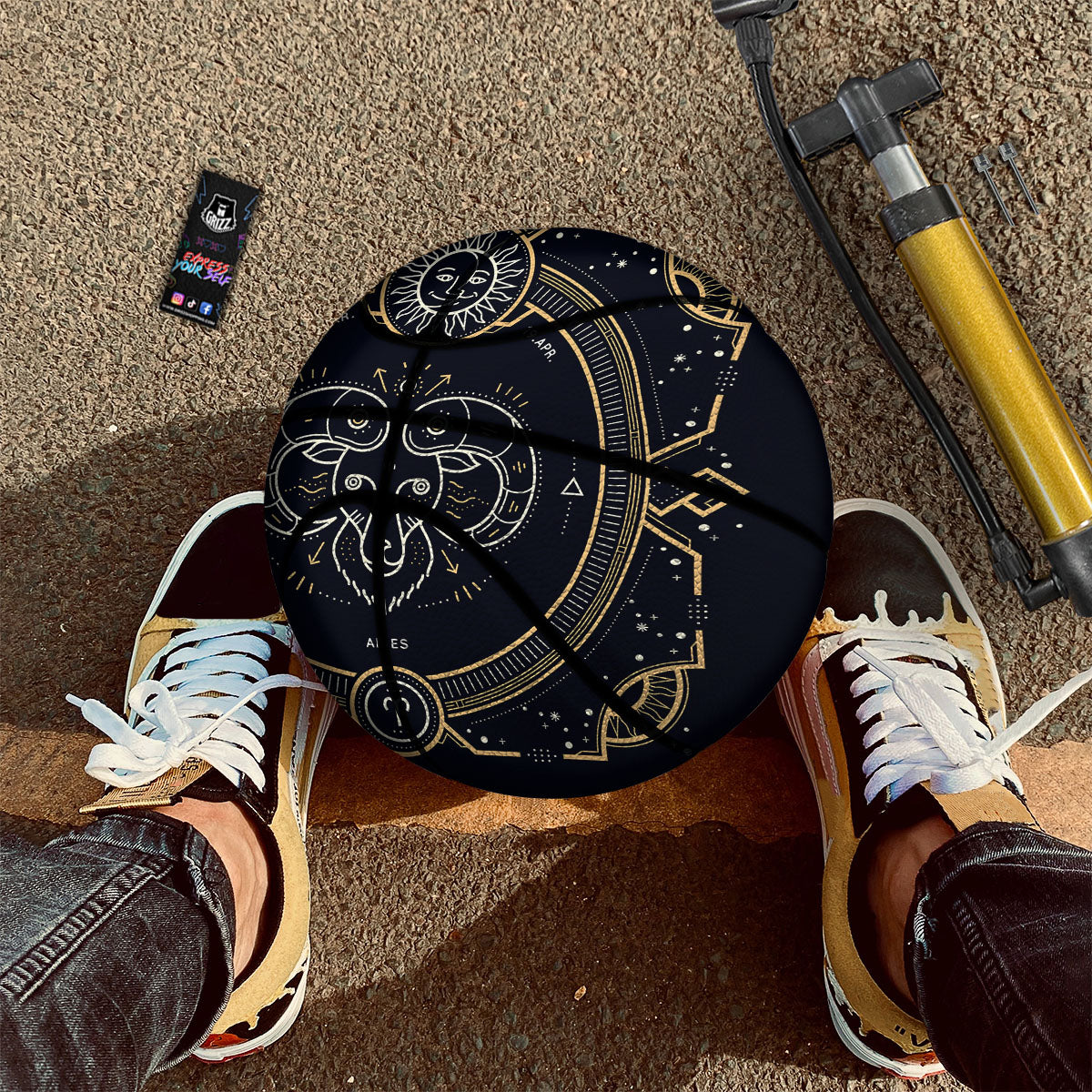 Zodiac Sign Vintage Aries Print Basketball-grizzshop