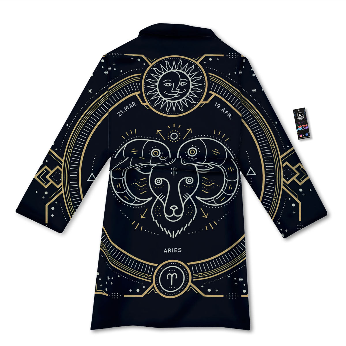 Zodiac Sign Vintage Aries Print Bathrobe-grizzshop