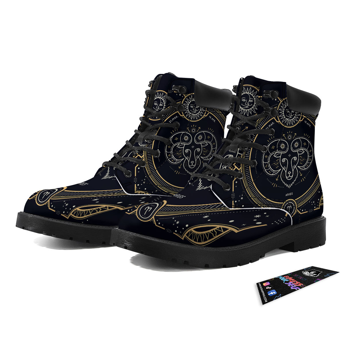 Zodiac Sign Vintage Aries Print Boots-grizzshop