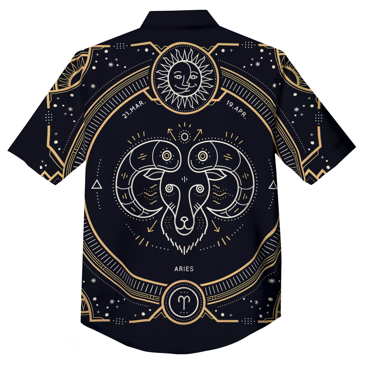 Zodiac Sign Vintage Aries Print Button Up Shirt-grizzshop