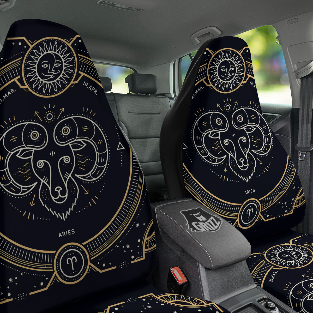 Zodiac Sign Vintage Aries Print Car Seat Covers-grizzshop