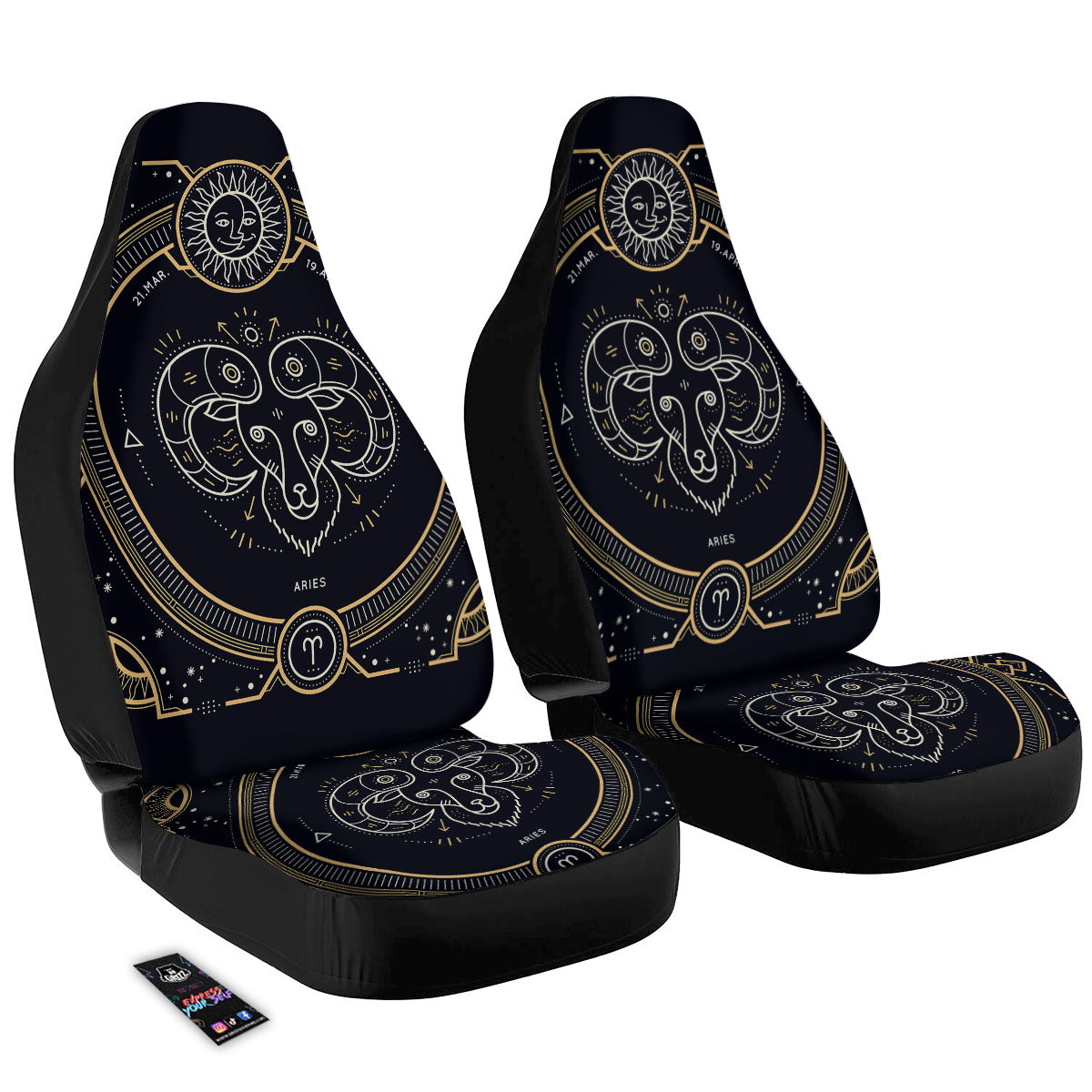 Zodiac Sign Vintage Aries Print Car Seat Covers-grizzshop