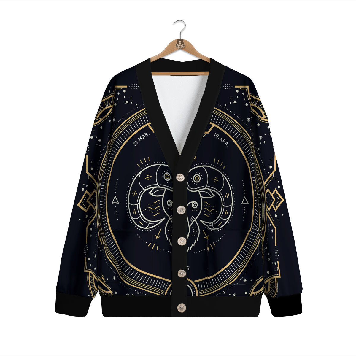 Zodiac Sign Vintage Aries Print Cardigan-grizzshop