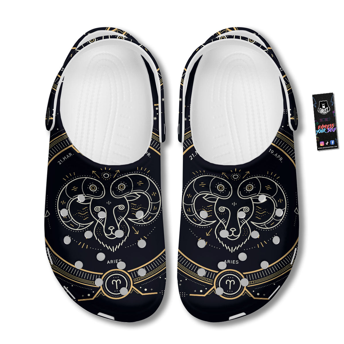 Zodiac Sign Vintage Aries Print Clog-grizzshop