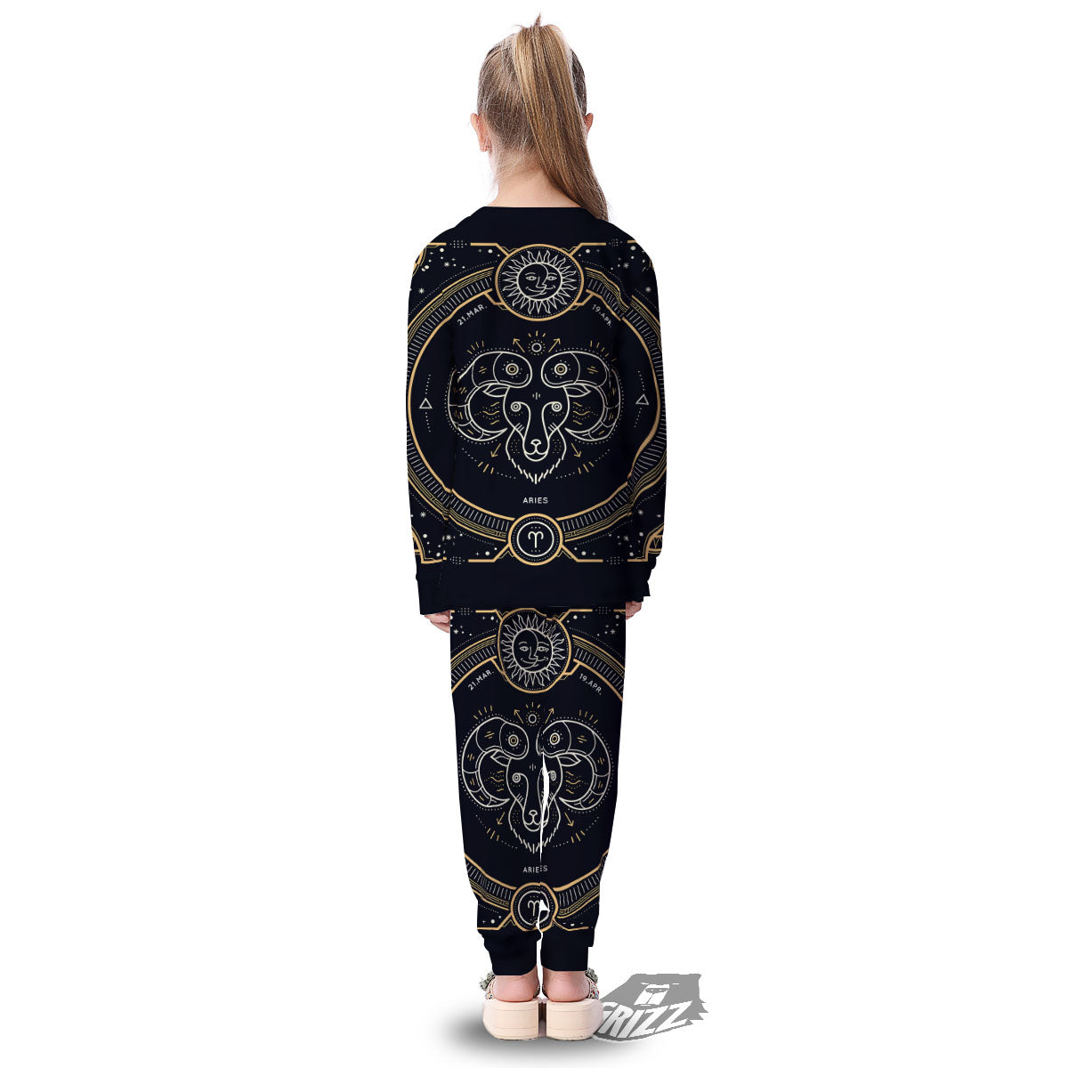Zodiac Sign Vintage Aries Print Kid's Pajamas-grizzshop