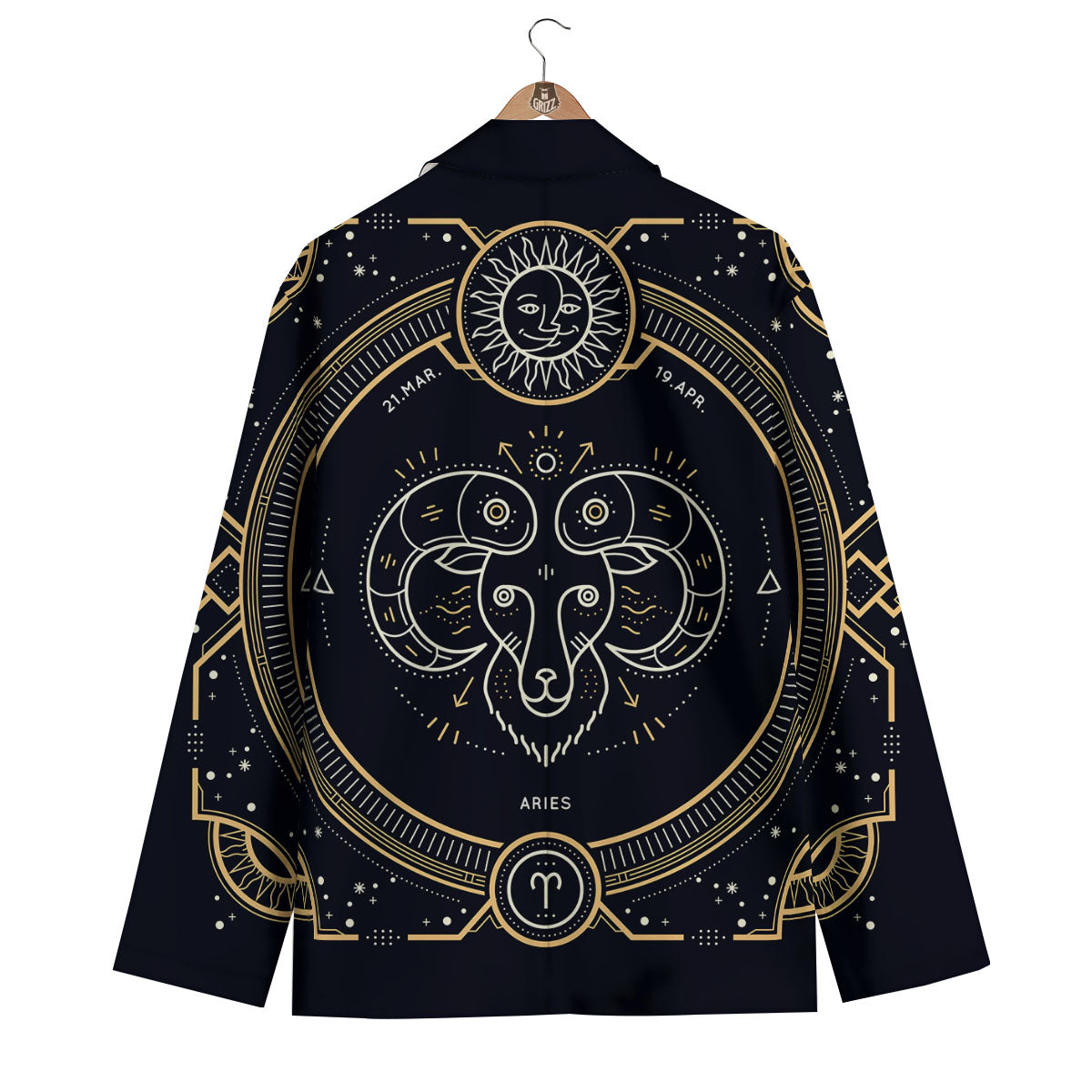 Zodiac Sign Vintage Aries Print Men's Blazer-grizzshop