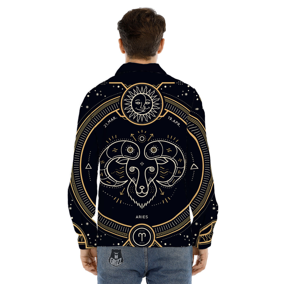Zodiac Sign Vintage Aries Print Men's Dress Shirts-grizzshop