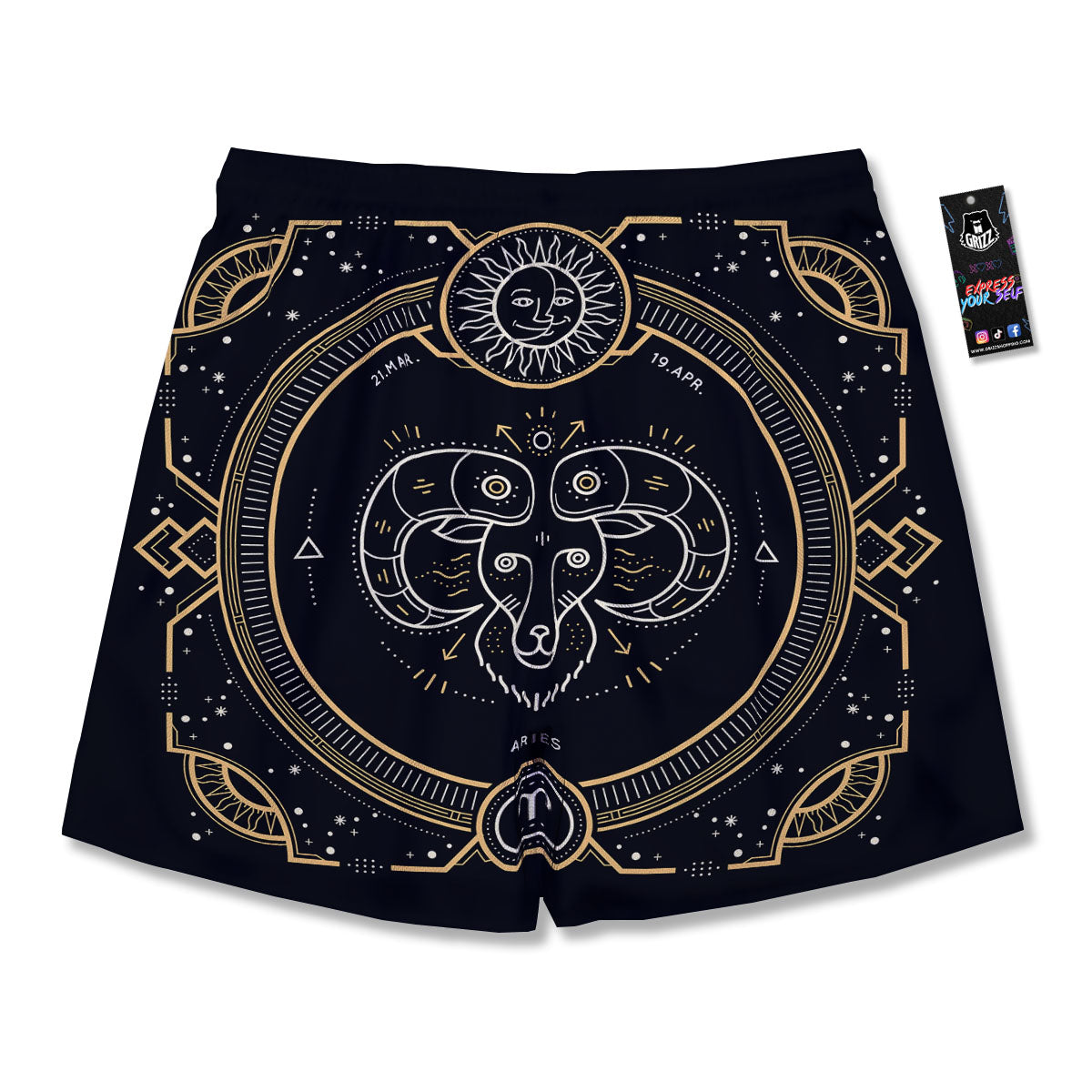 Zodiac Sign Vintage Aries Print Men's Running Shorts-grizzshop