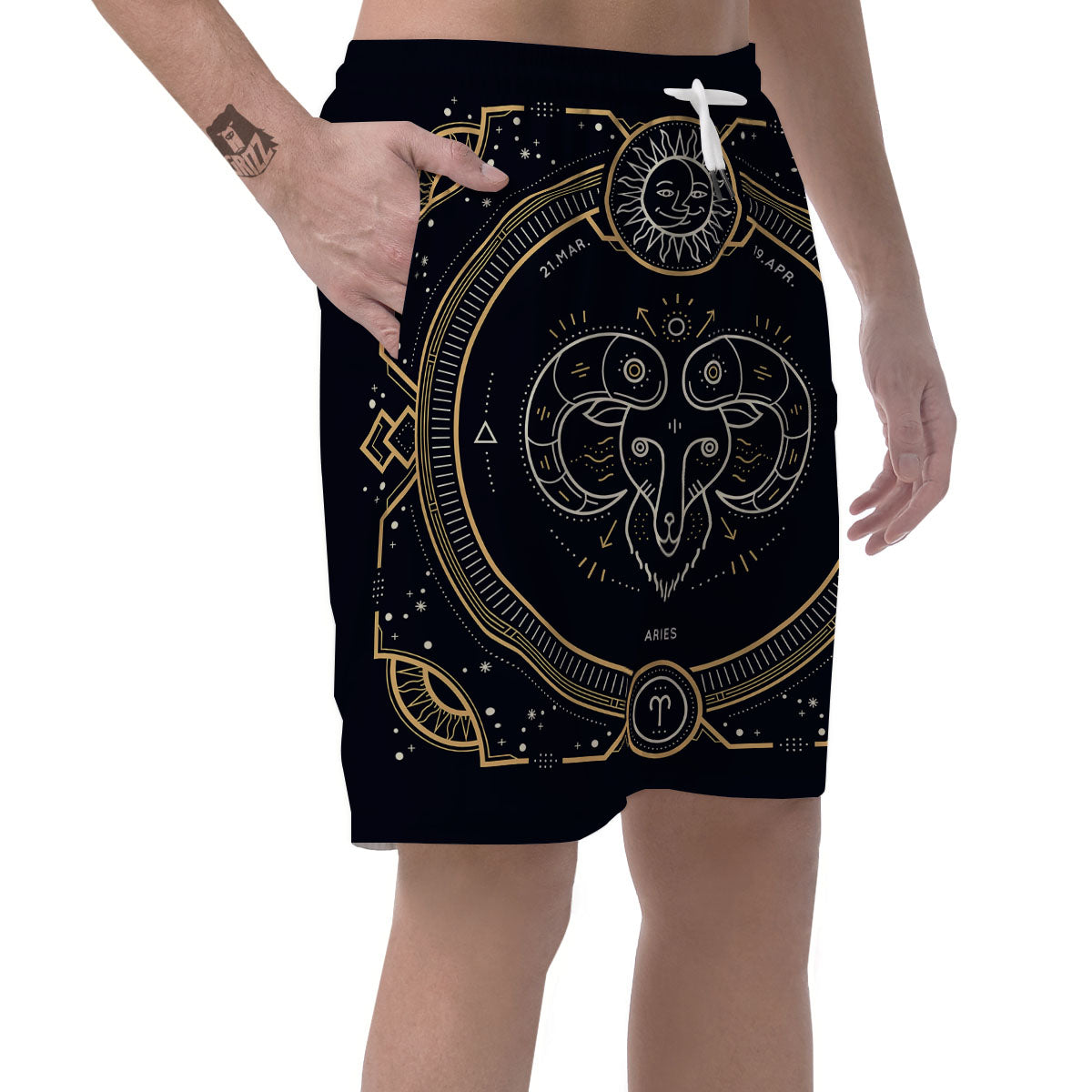 Zodiac Sign Vintage Aries Print Men's Shorts-grizzshop