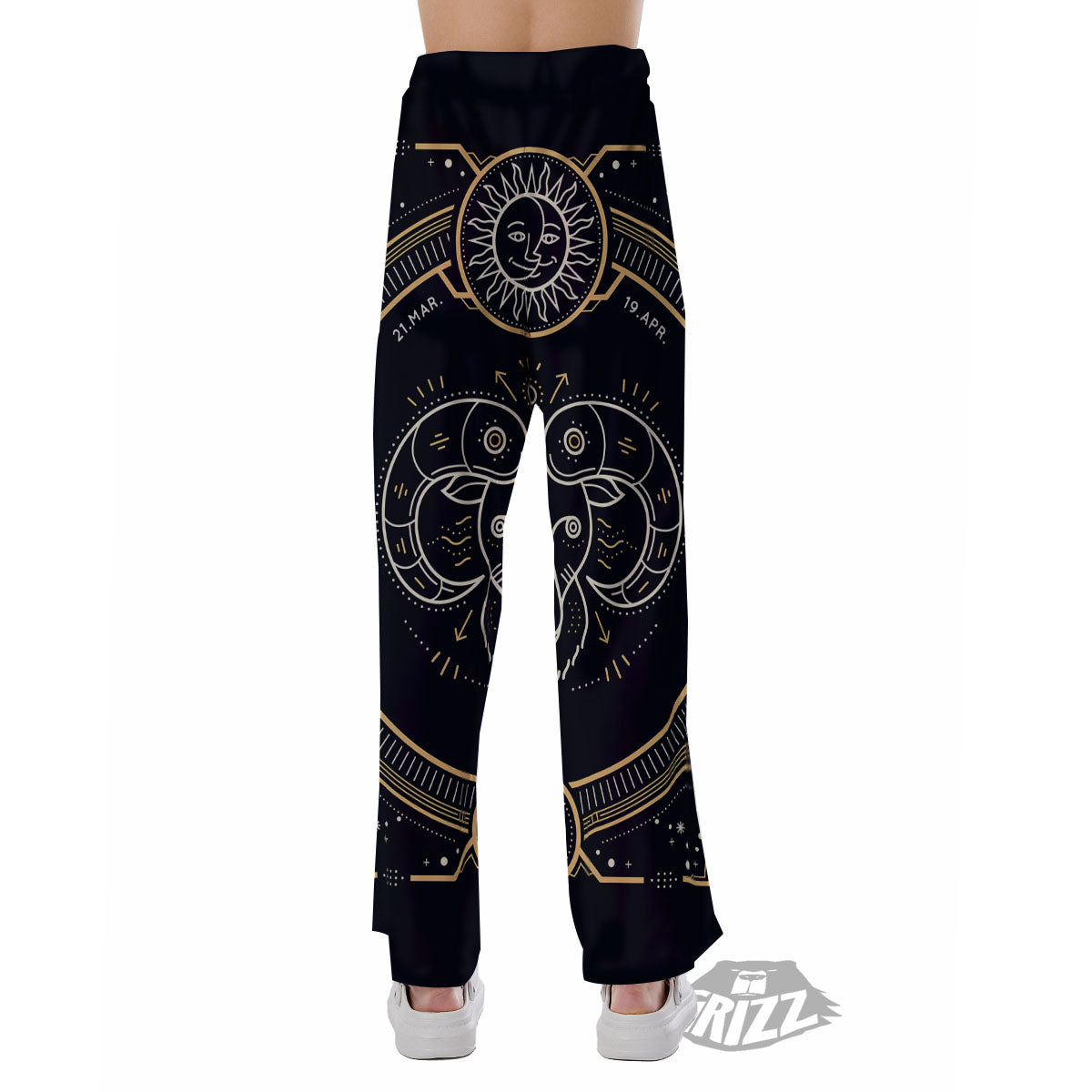 Zodiac Sign Vintage Aries Print Pajama Pants-grizzshop