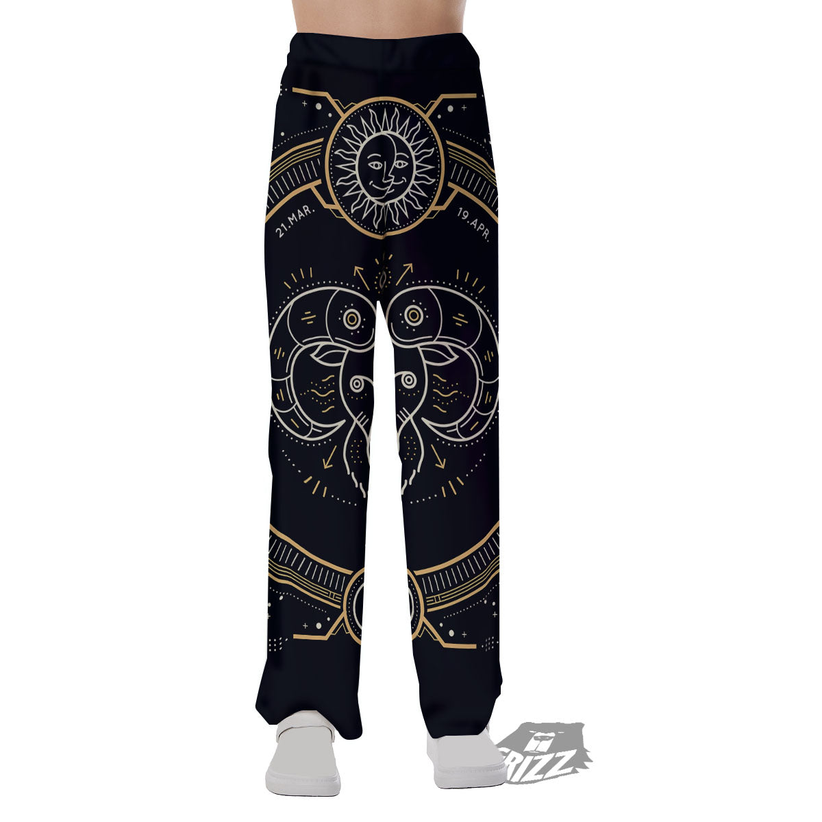Zodiac Sign Vintage Aries Print Pajama Pants-grizzshop