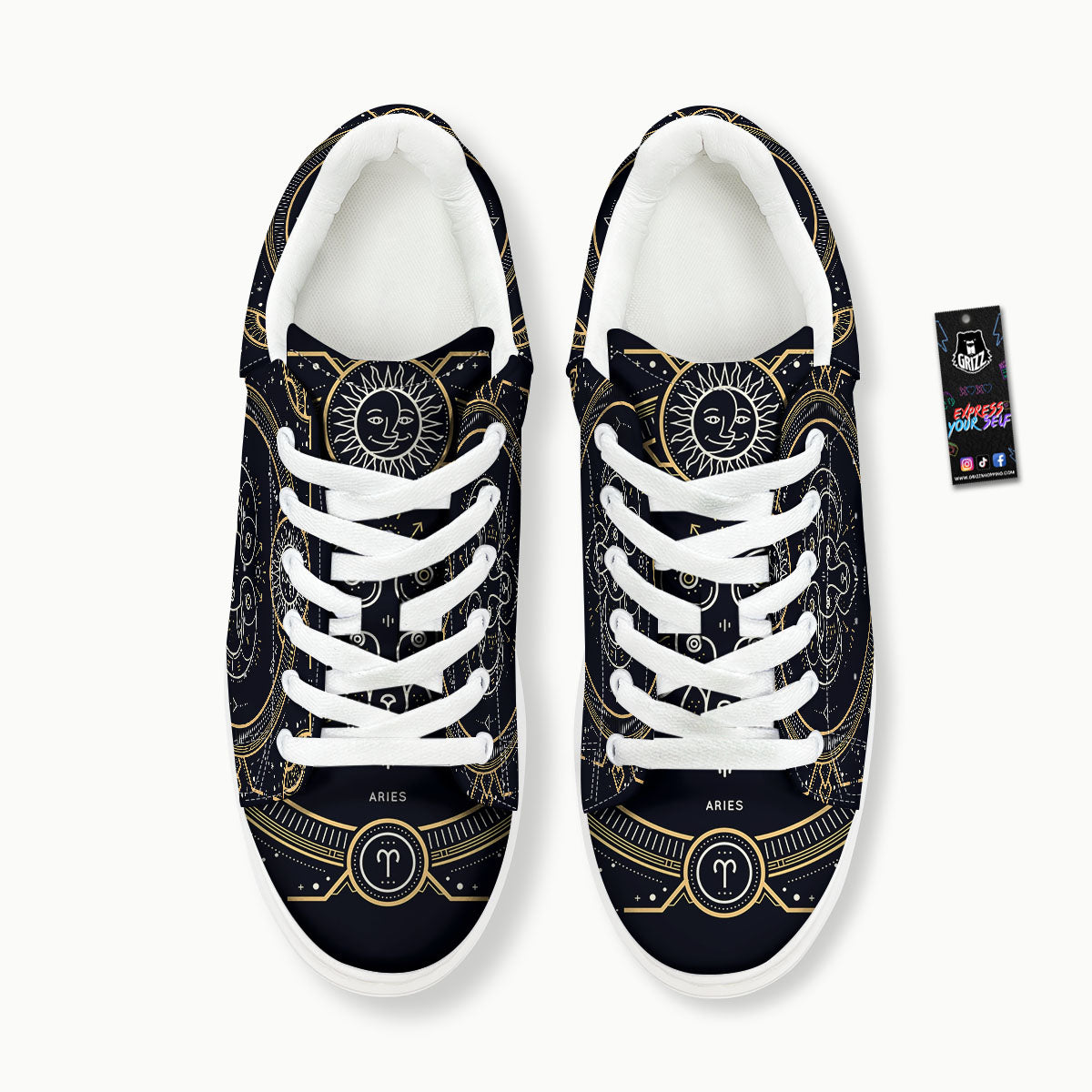 Zodiac Sign Vintage Aries Print Platform Shoes-grizzshop