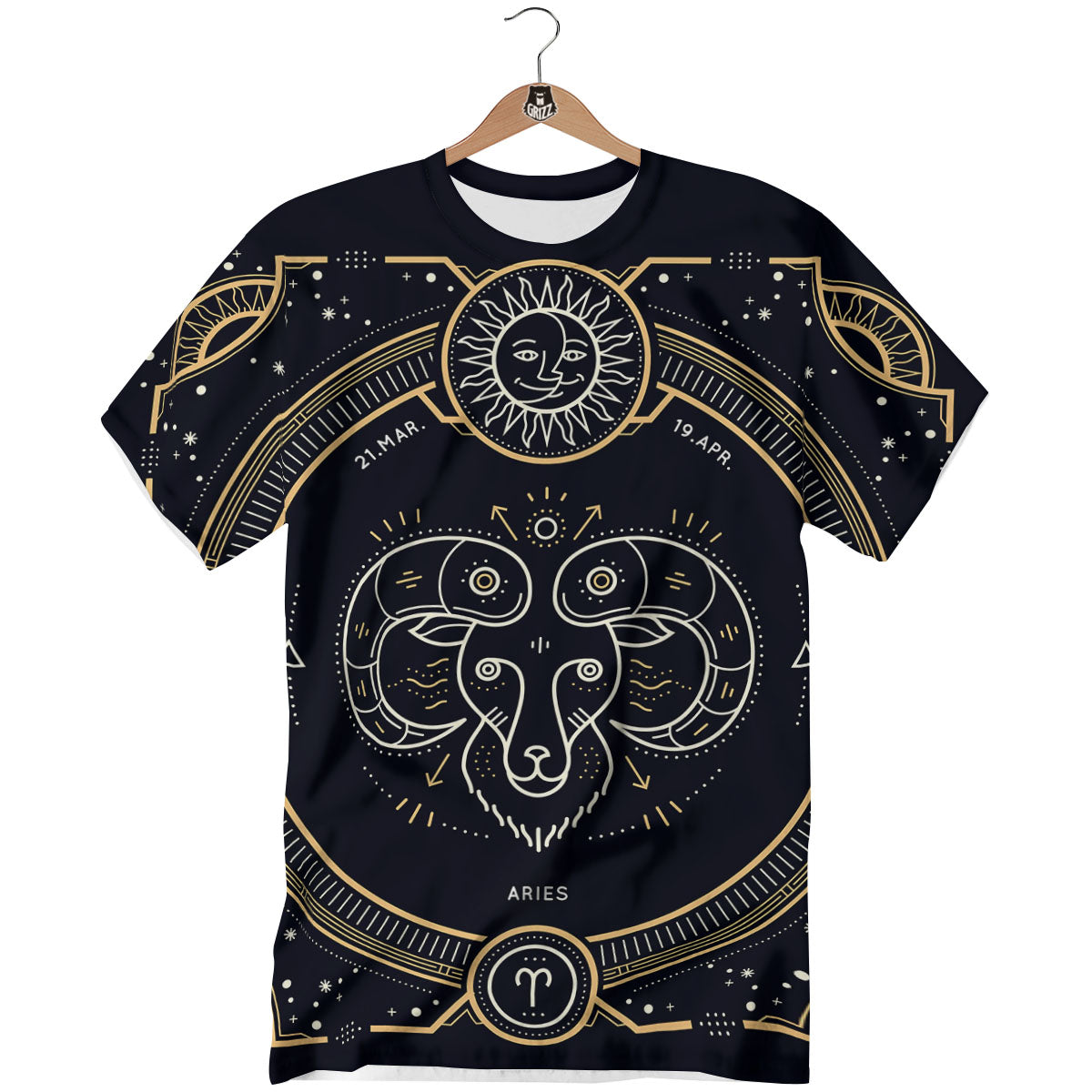 Zodiac Sign Vintage Aries Print T-Shirt-grizzshop