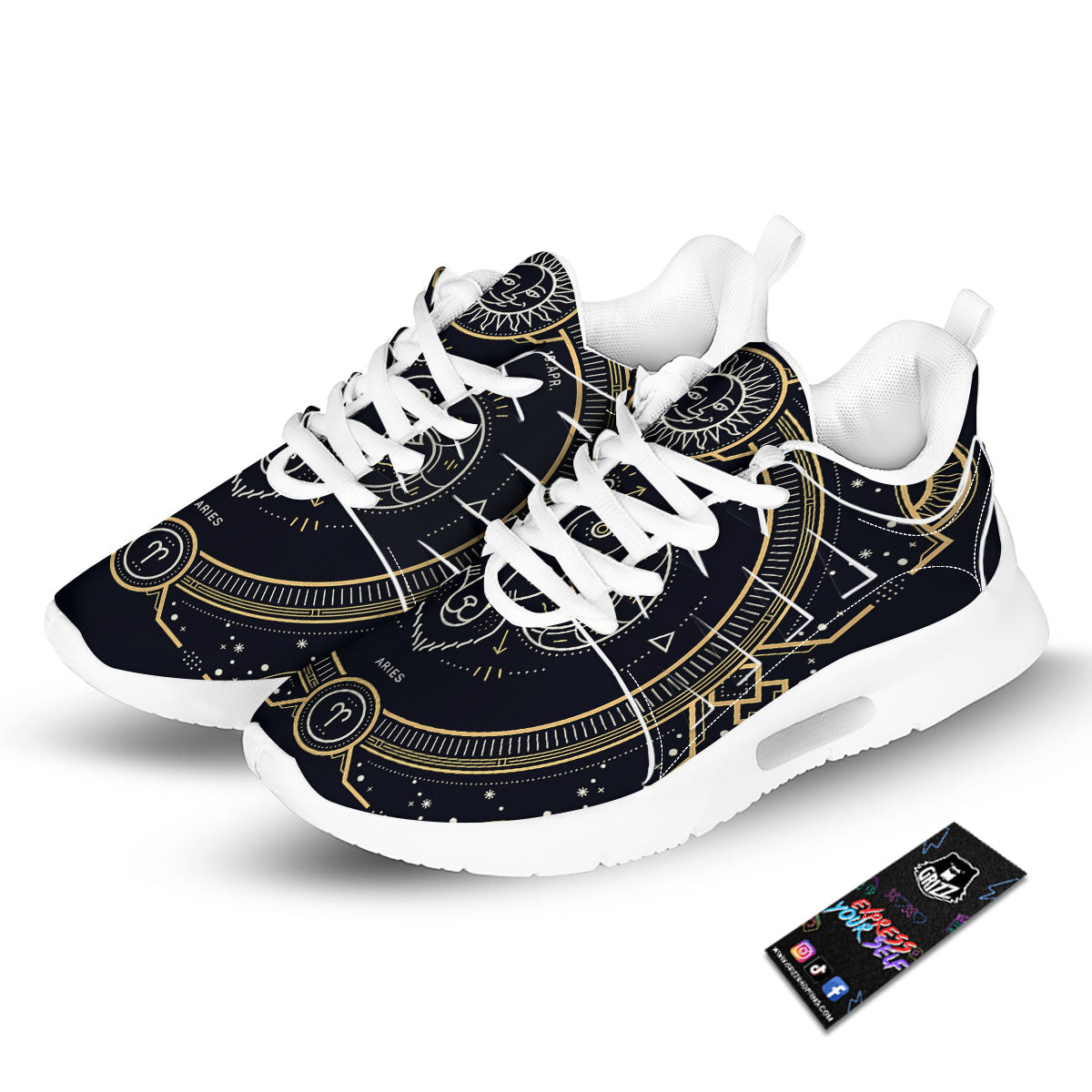 Zodiac Sign Vintage Aries Print Tennis Shoes-grizzshop