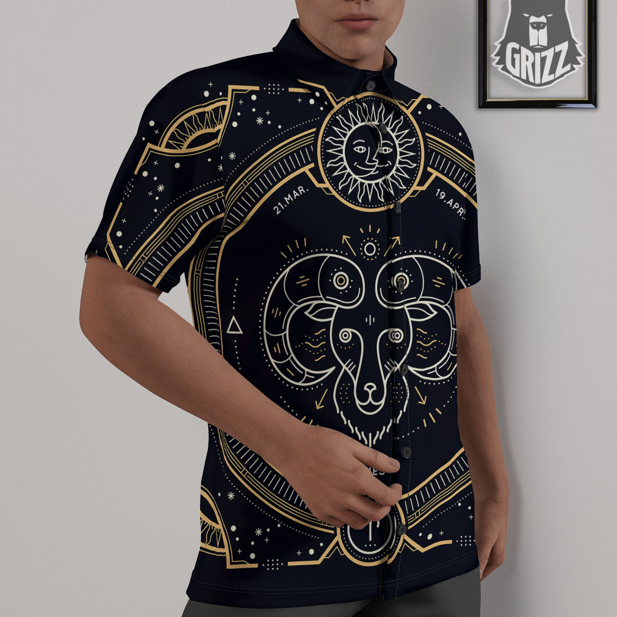 Zodiac Sign Vintage Aries Print Untucked Shirts-grizzshop