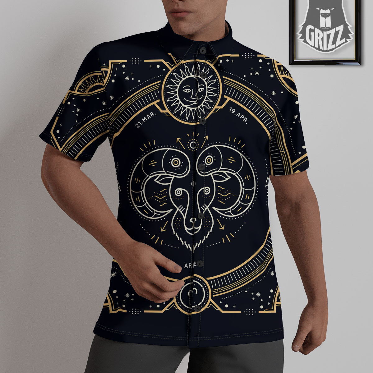 Zodiac Sign Vintage Aries Print Untucked Shirts-grizzshop