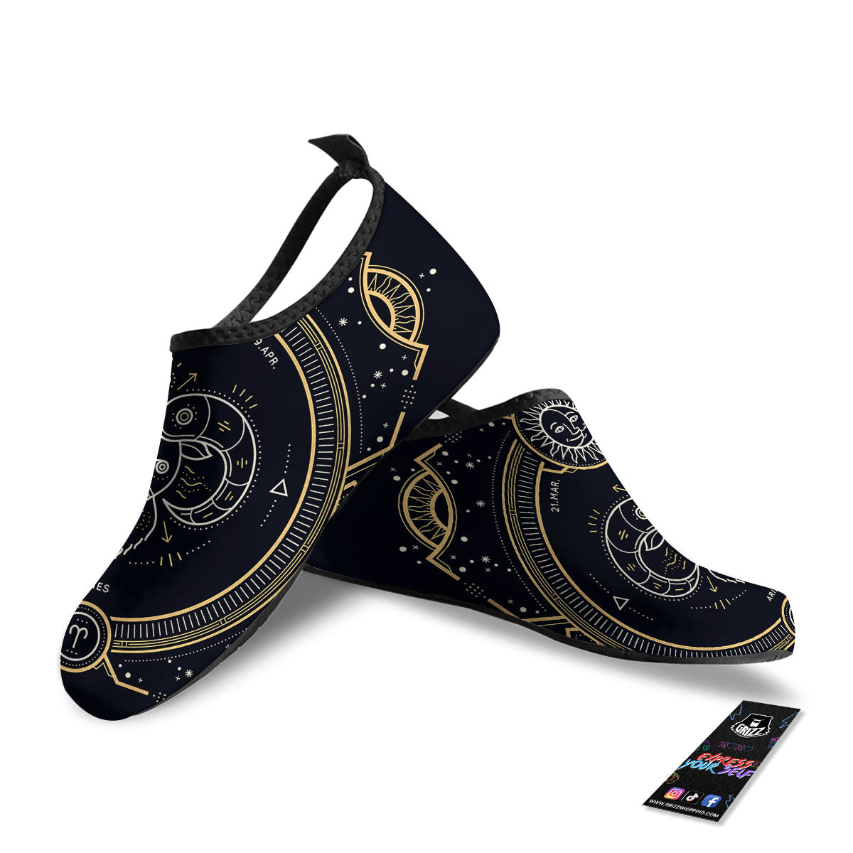 Zodiac Sign Vintage Aries Print Water Shoes-grizzshop