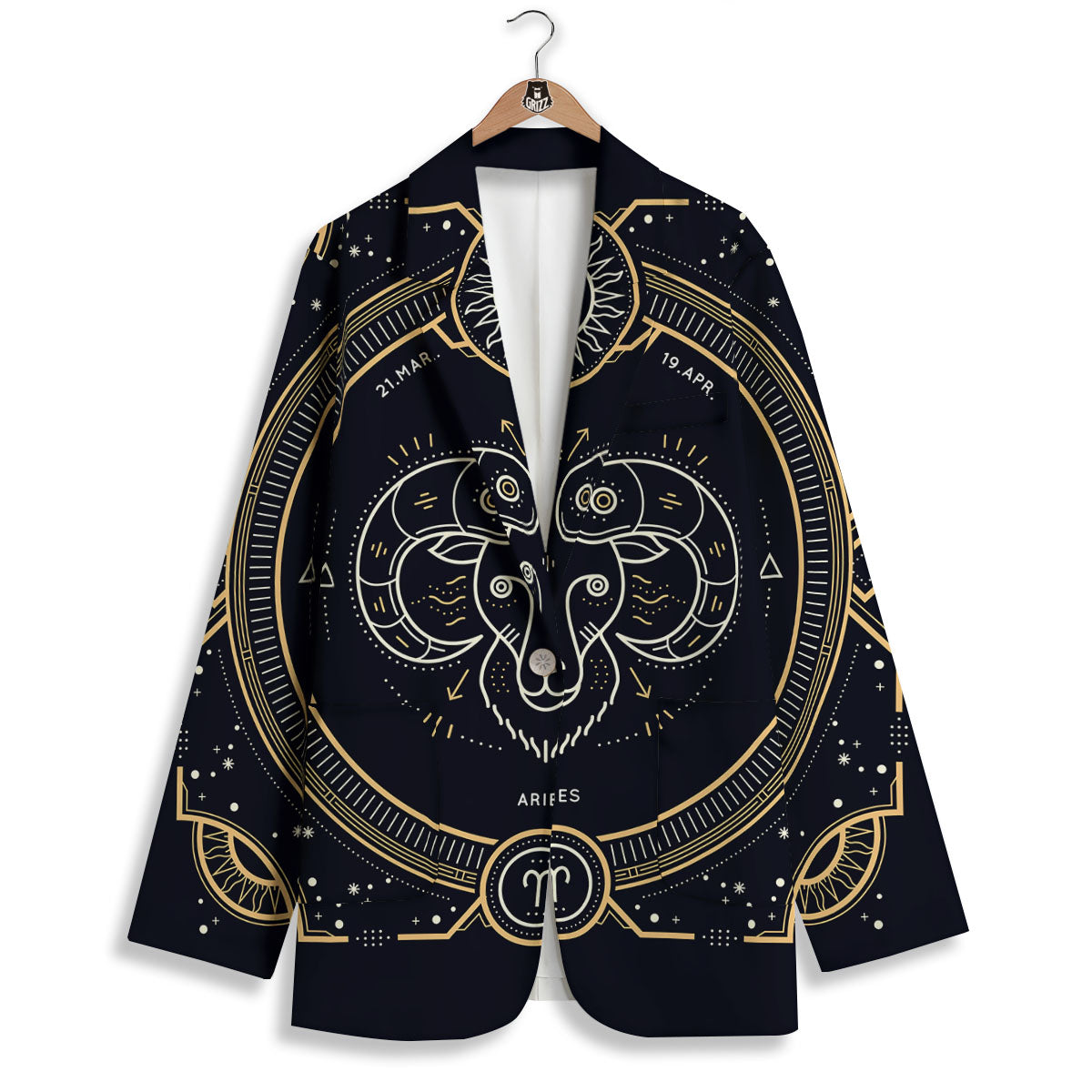 Zodiac Sign Vintage Aries Print Women's Blazer-grizzshop