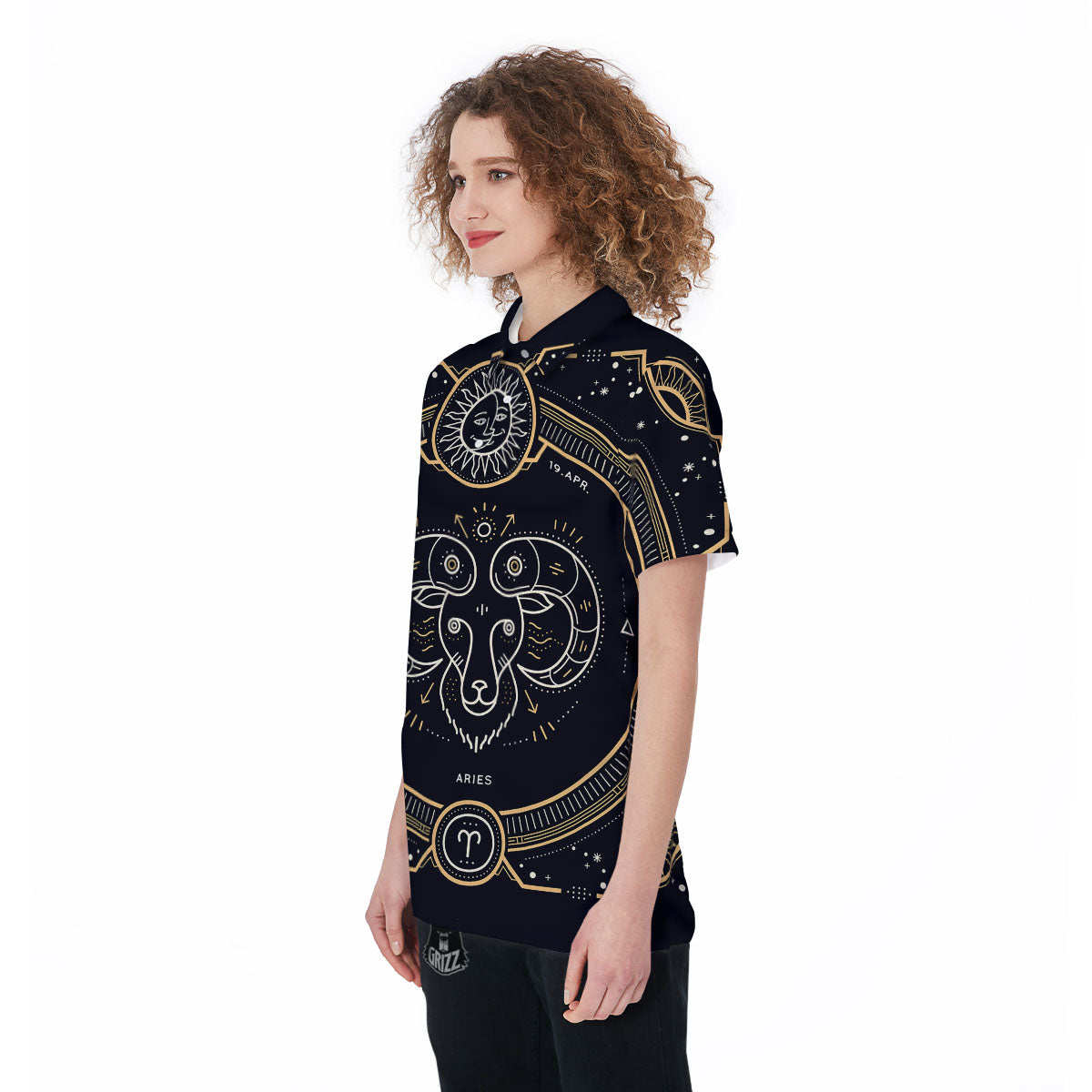 Zodiac Sign Vintage Aries Print Women's Golf Shirts-grizzshop