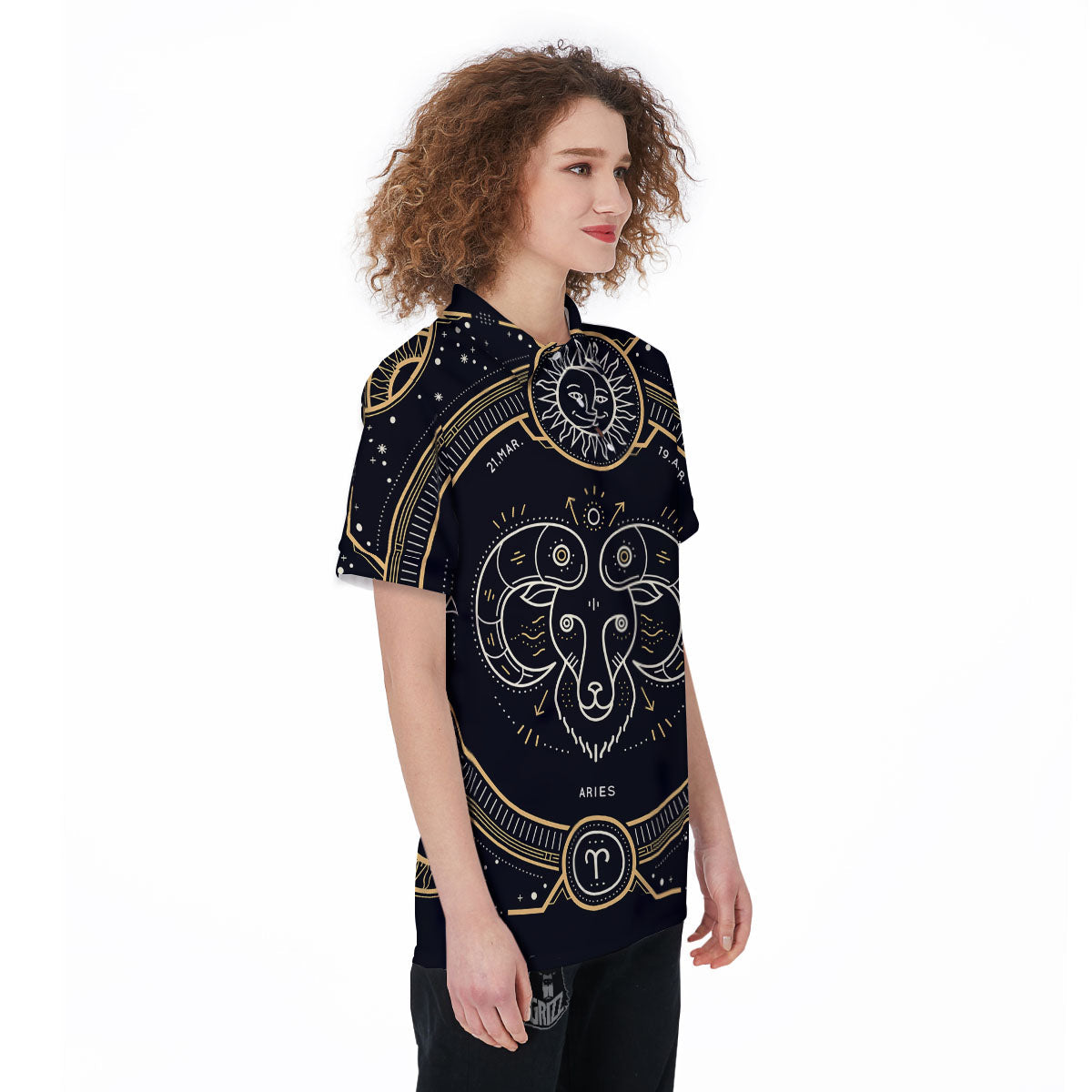 Zodiac Sign Vintage Aries Print Women's Golf Shirts-grizzshop