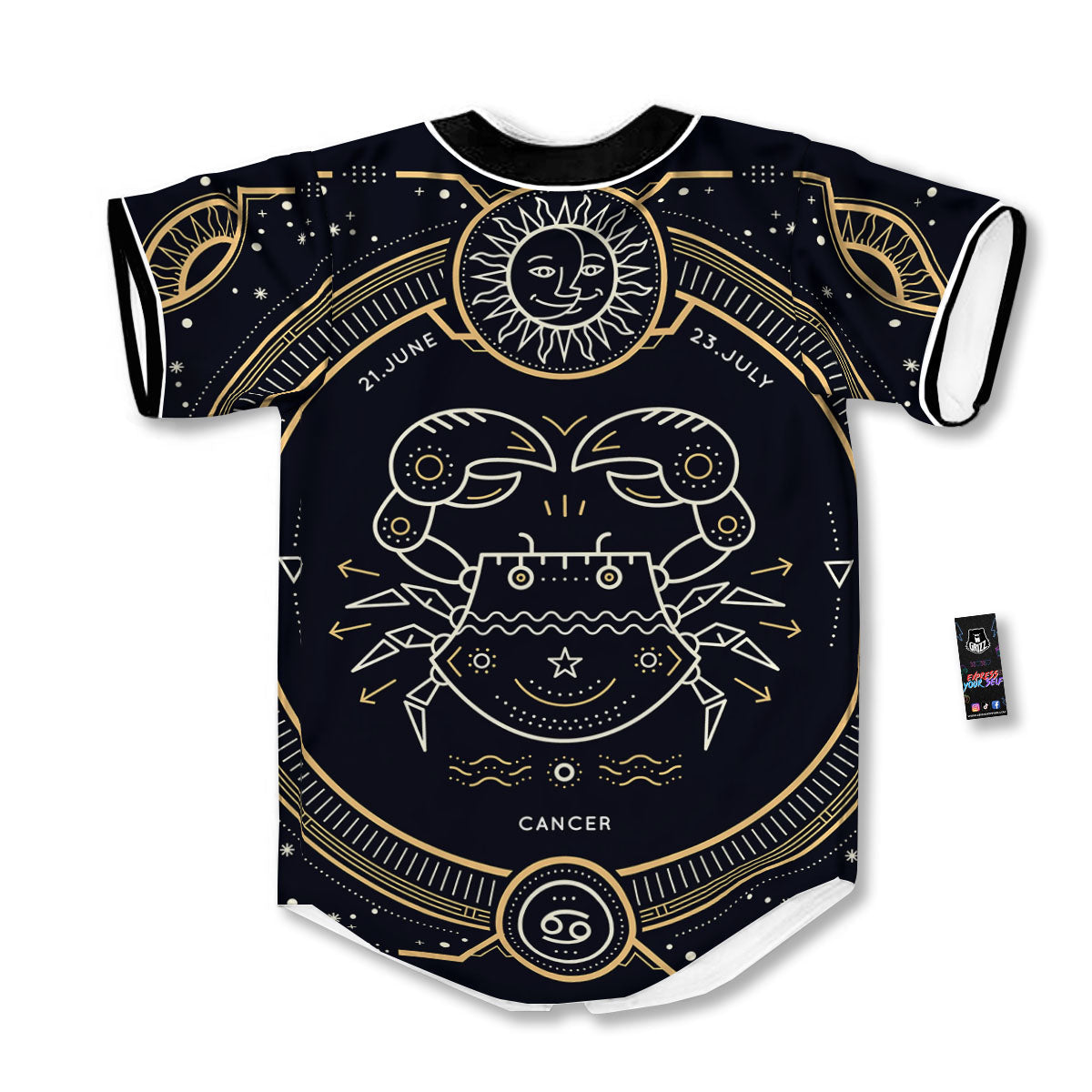 Zodiac Sign Vintage Cancer Print Baseball Jersey-grizzshop