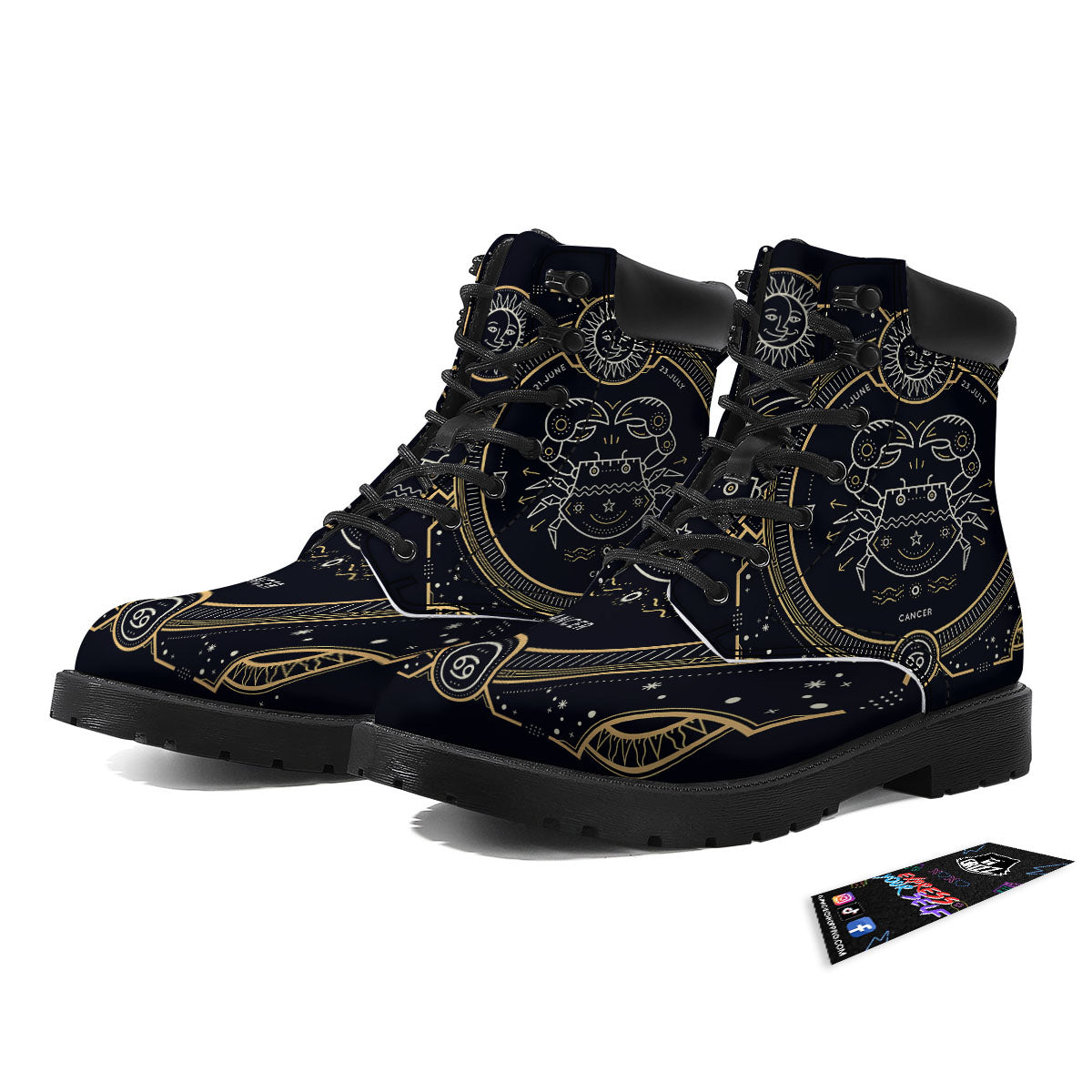 Zodiac Sign Vintage Cancer Print Boots-grizzshop