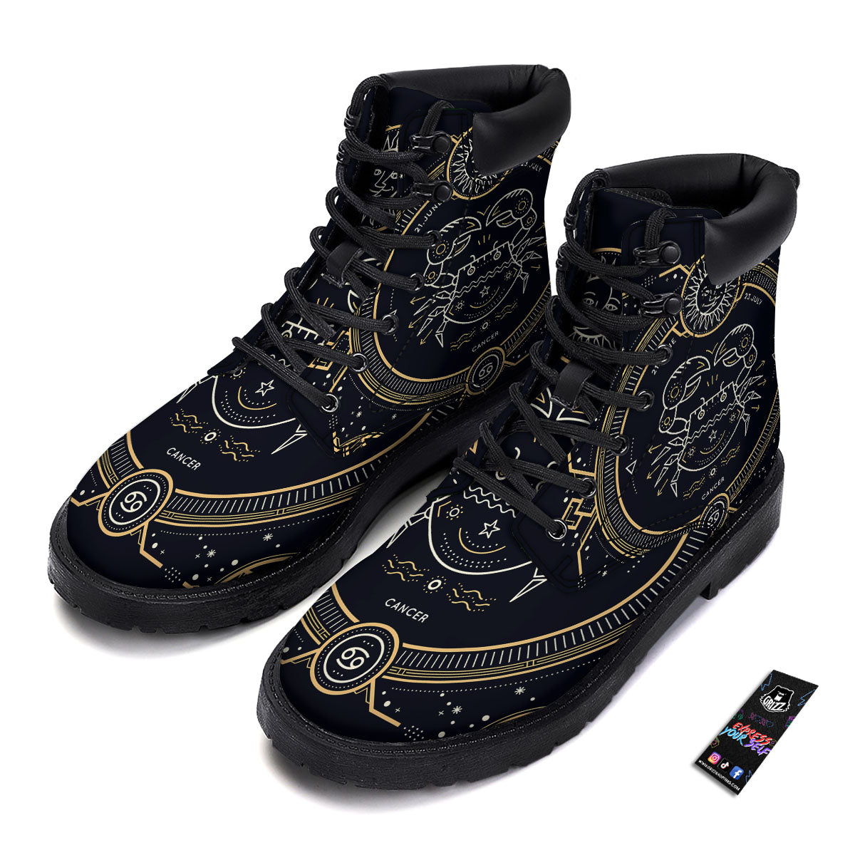 Zodiac Sign Vintage Cancer Print Boots-grizzshop