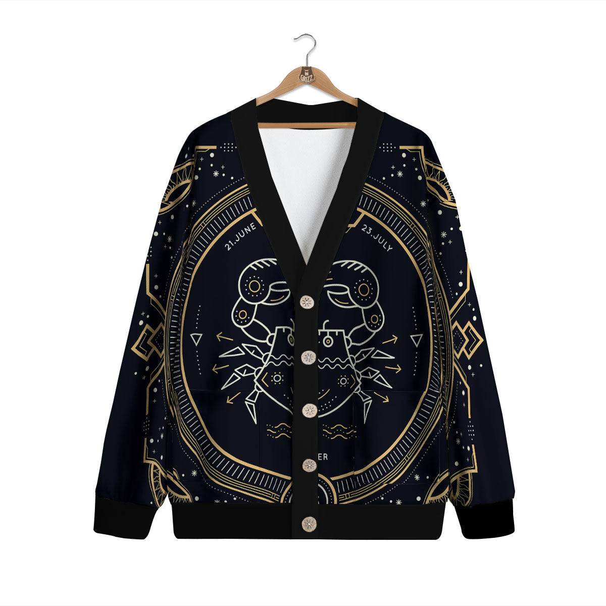 Zodiac Sign Vintage Cancer Print Cardigan-grizzshop