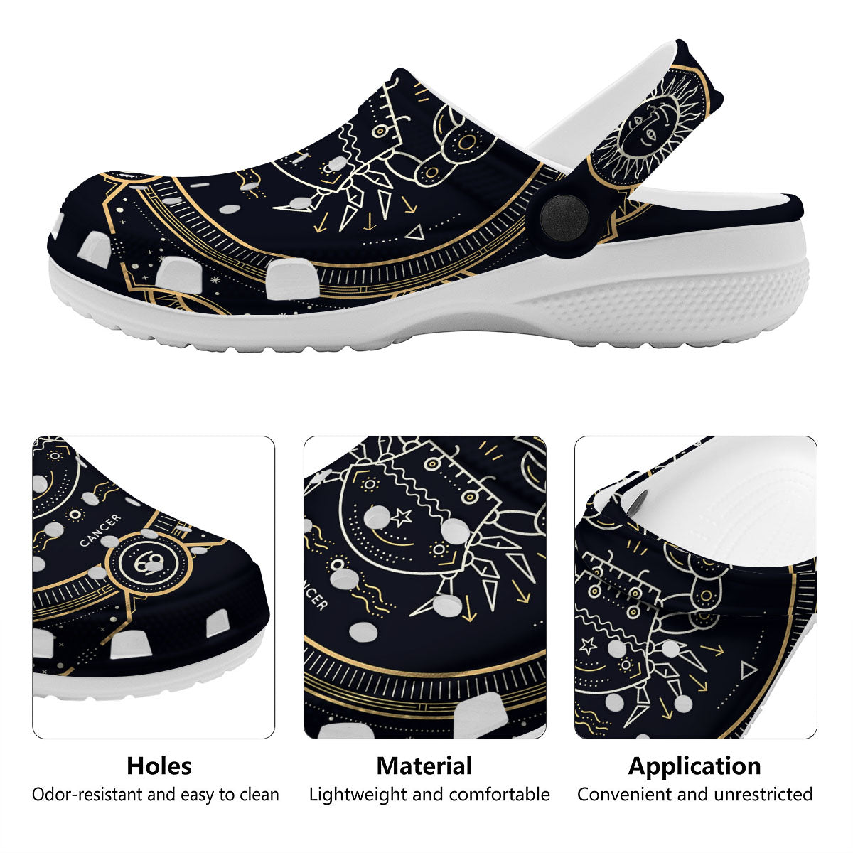 Zodiac Sign Vintage Cancer Print Clog-grizzshop