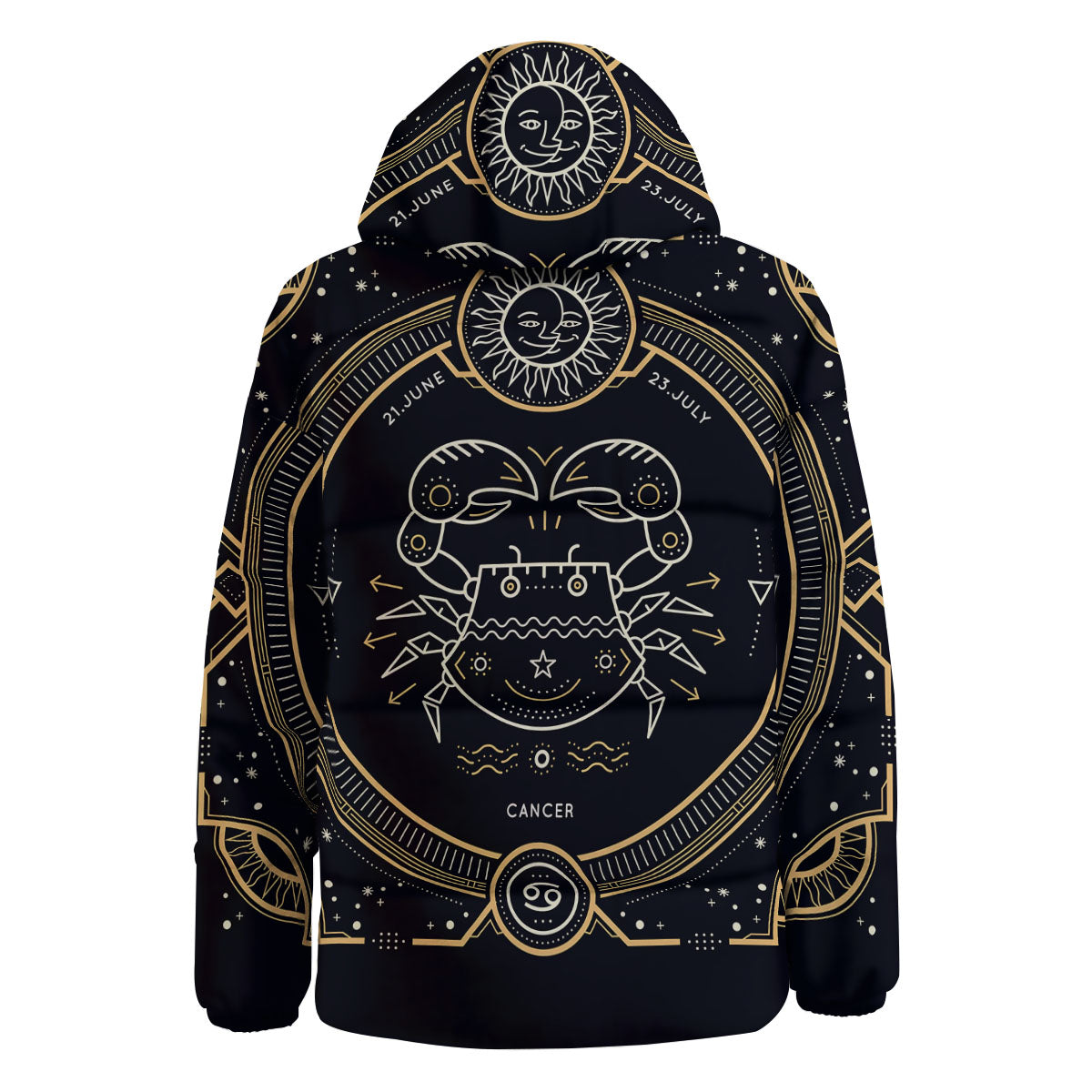 Zodiac Sign Vintage Cancer Print Down Jacket-grizzshop