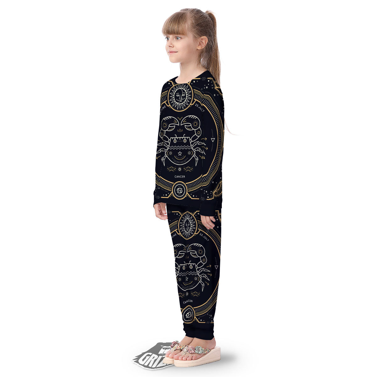Zodiac Sign Vintage Cancer Print Kid's Pajamas-grizzshop