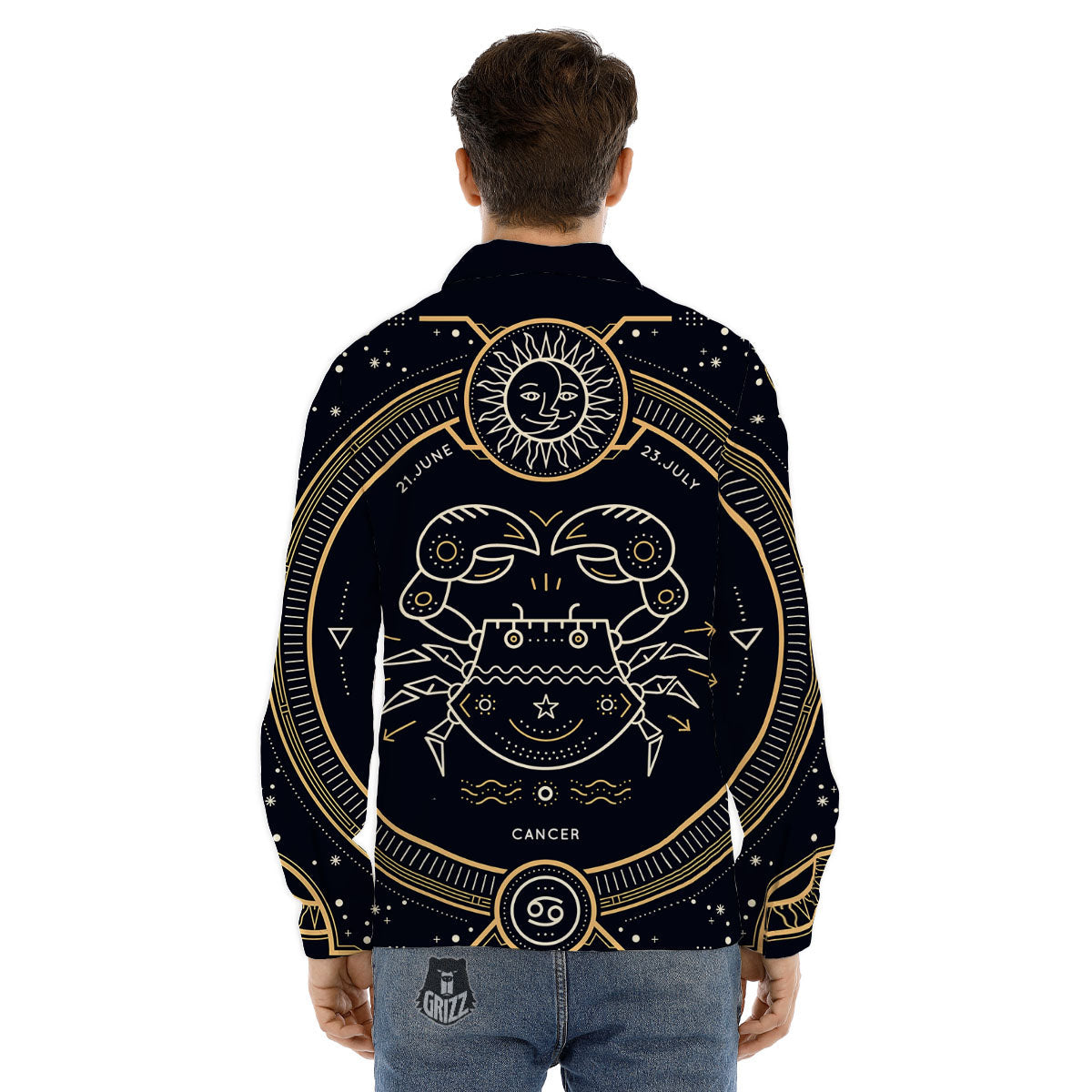 Zodiac Sign Vintage Cancer Print Men's Dress Shirts-grizzshop