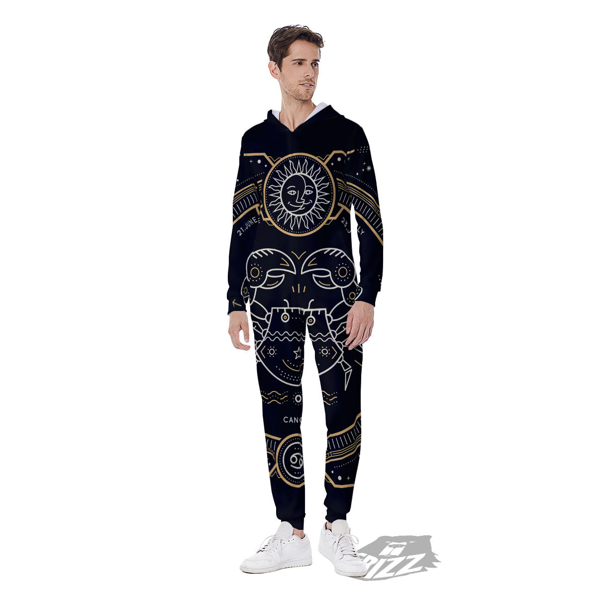 Zodiac Sign Vintage Cancer Print Men's Jumpsuit-grizzshop