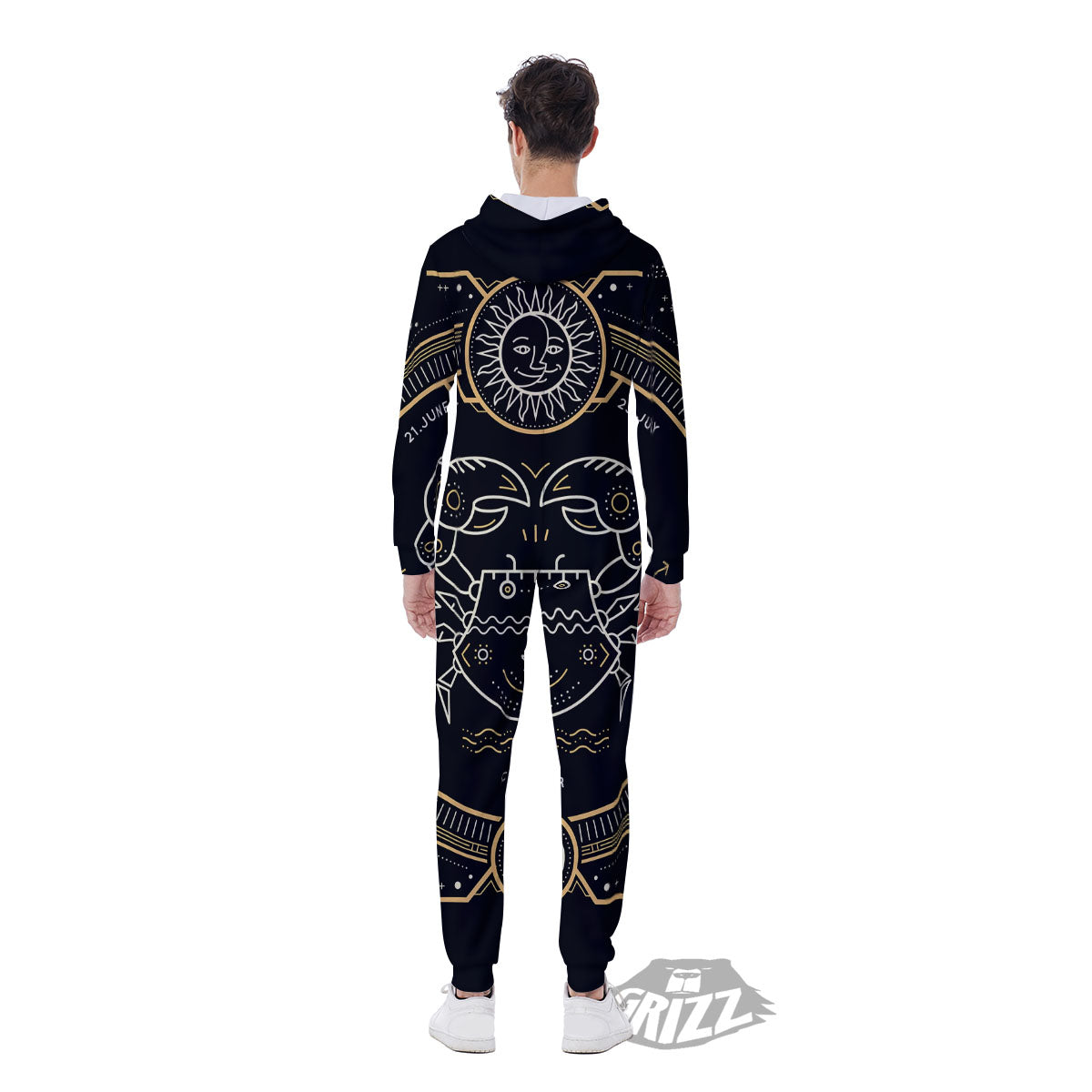 Zodiac Sign Vintage Cancer Print Men's Jumpsuit-grizzshop