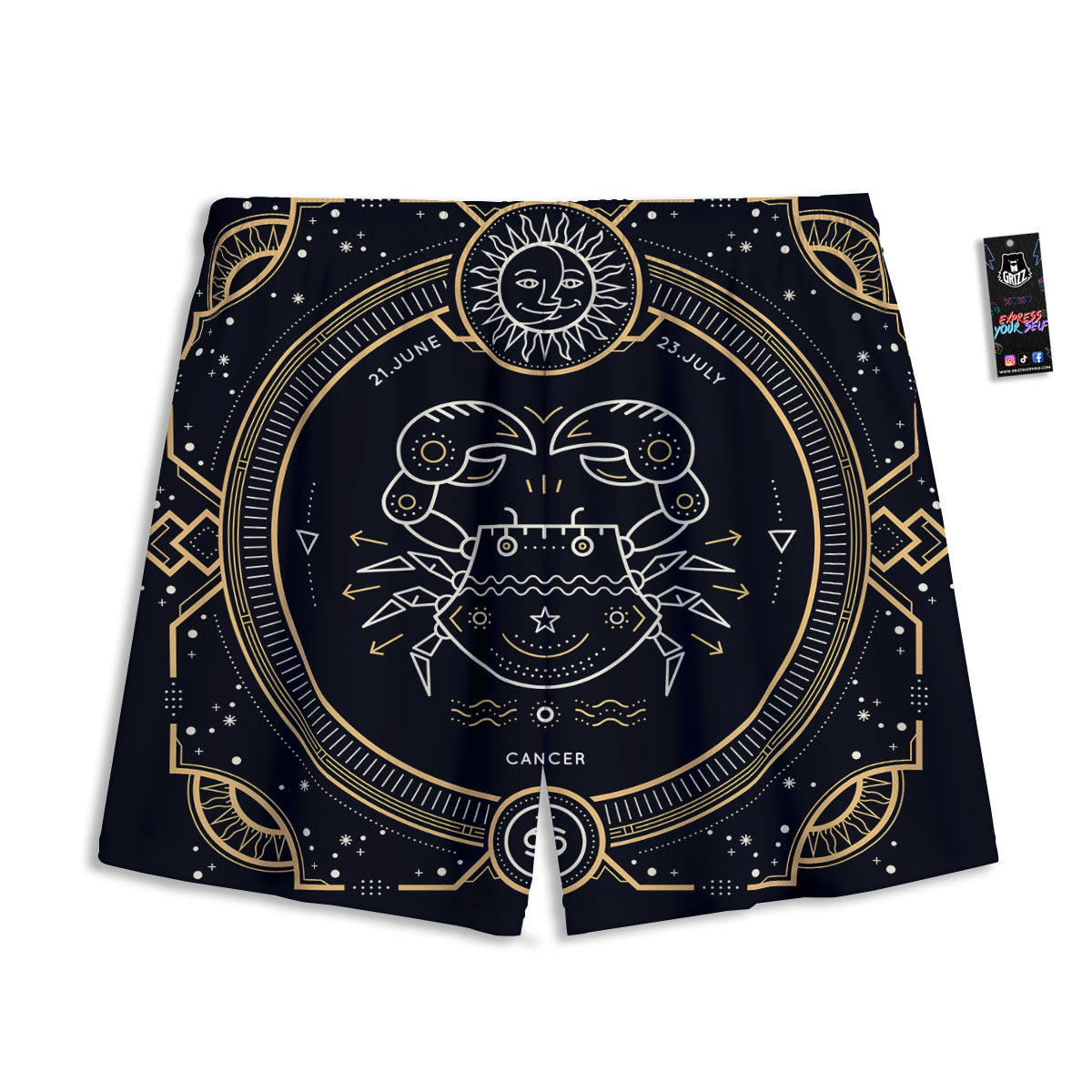 Zodiac Sign Vintage Cancer Print Mesh Shorts