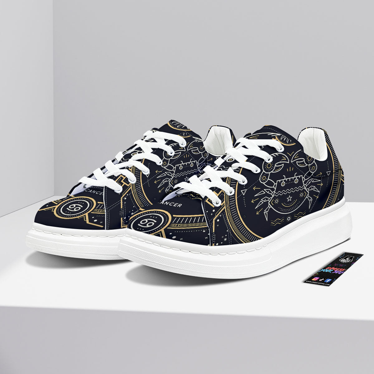 Zodiac Sign Vintage Cancer Print Platform Shoes-grizzshop