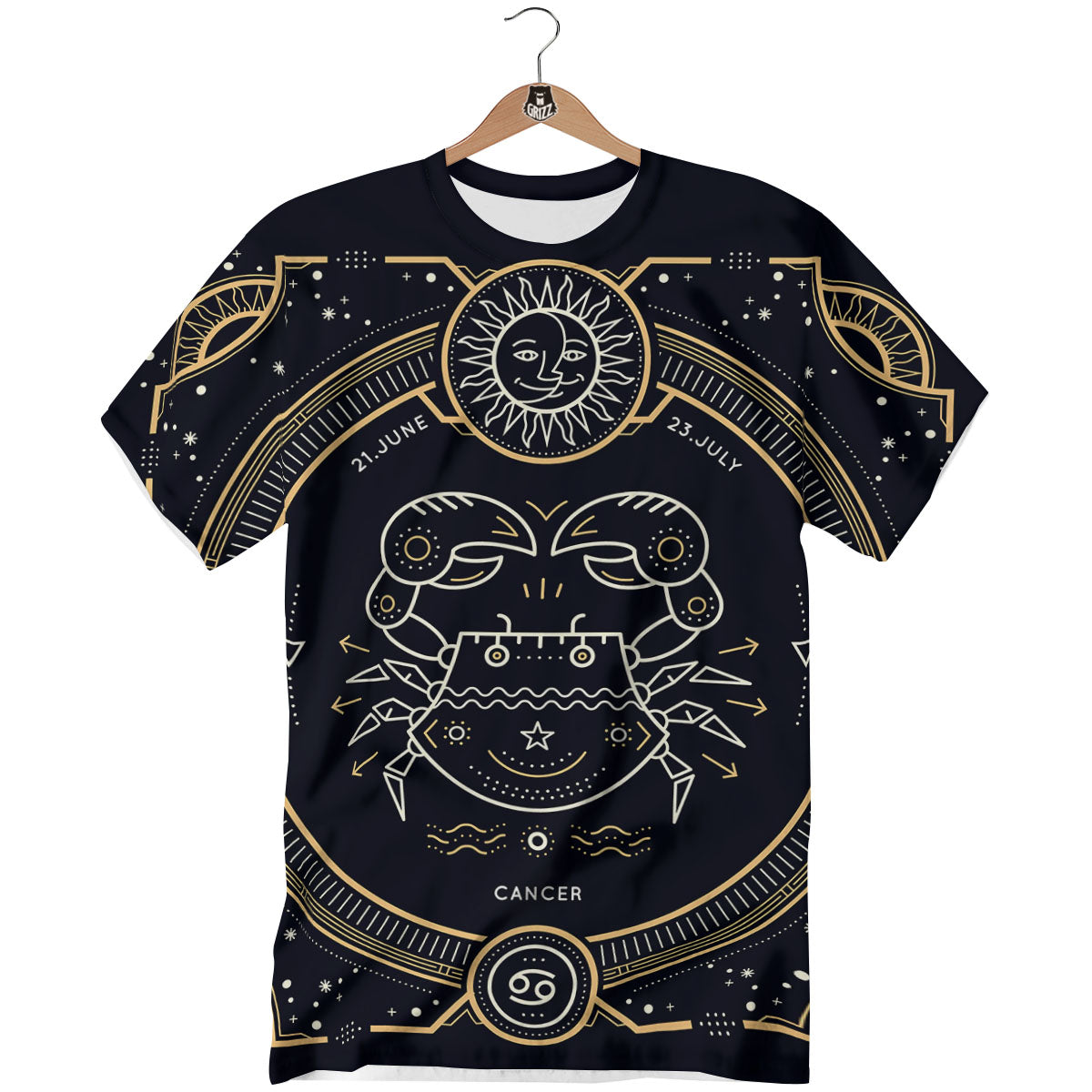 Zodiac Sign Vintage Cancer Print T-Shirt-grizzshop
