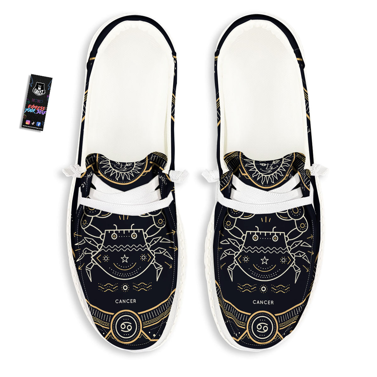 Zodiac Sign Vintage Cancer Print White Loafers-grizzshop