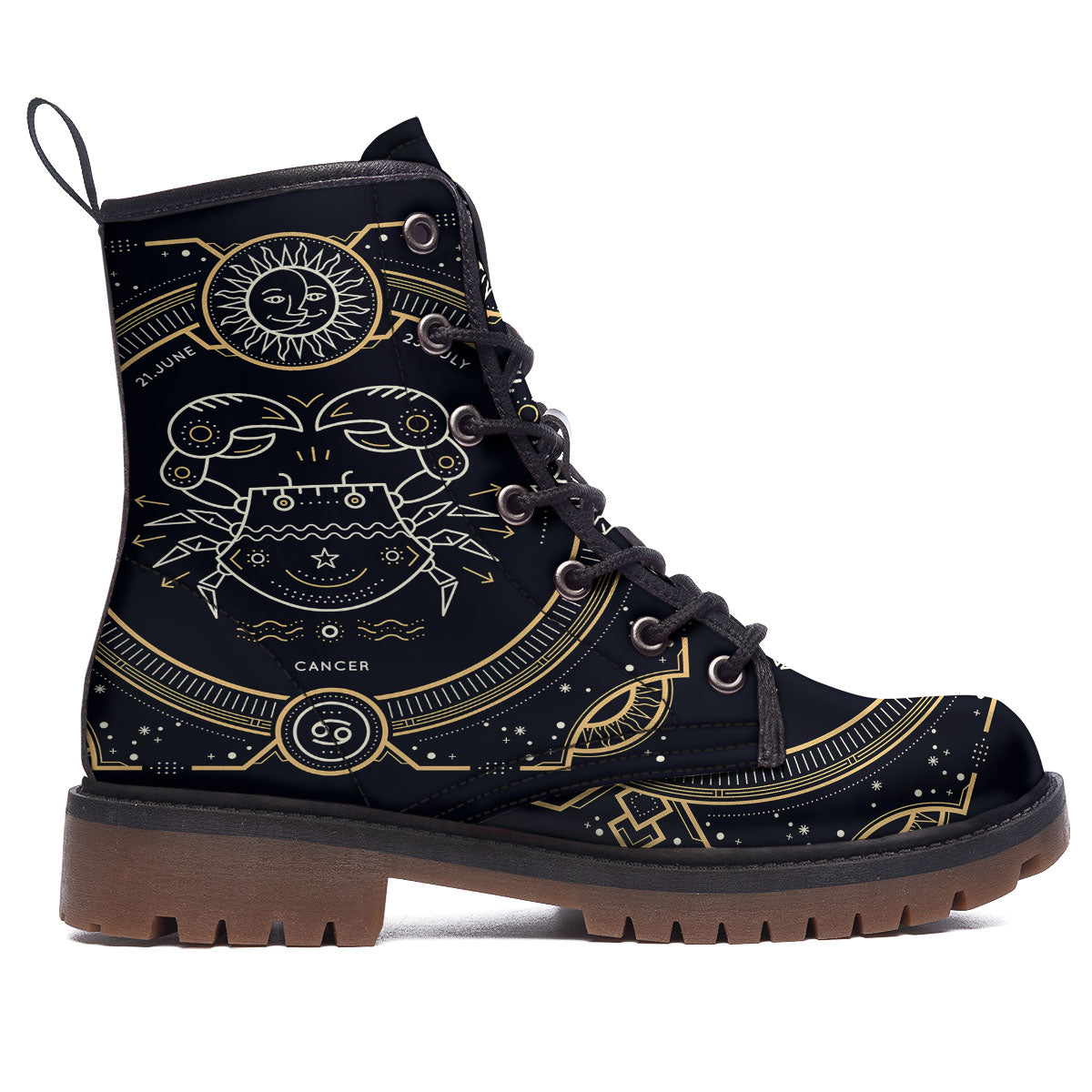 Zodiac Sign Vintage Cancer Print Work Boots-grizzshop