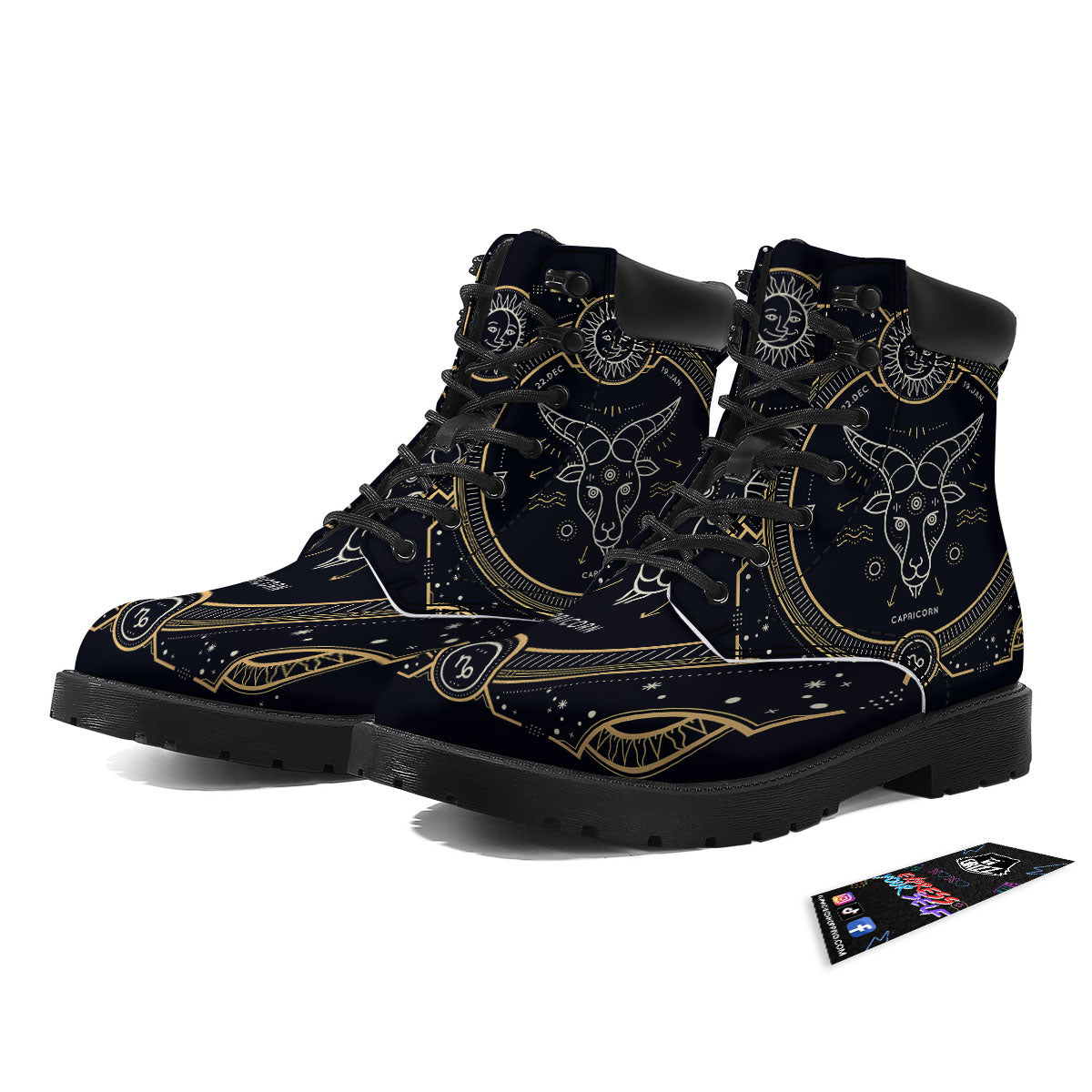 Zodiac Sign Vintage Capricorn Print Boots-grizzshop