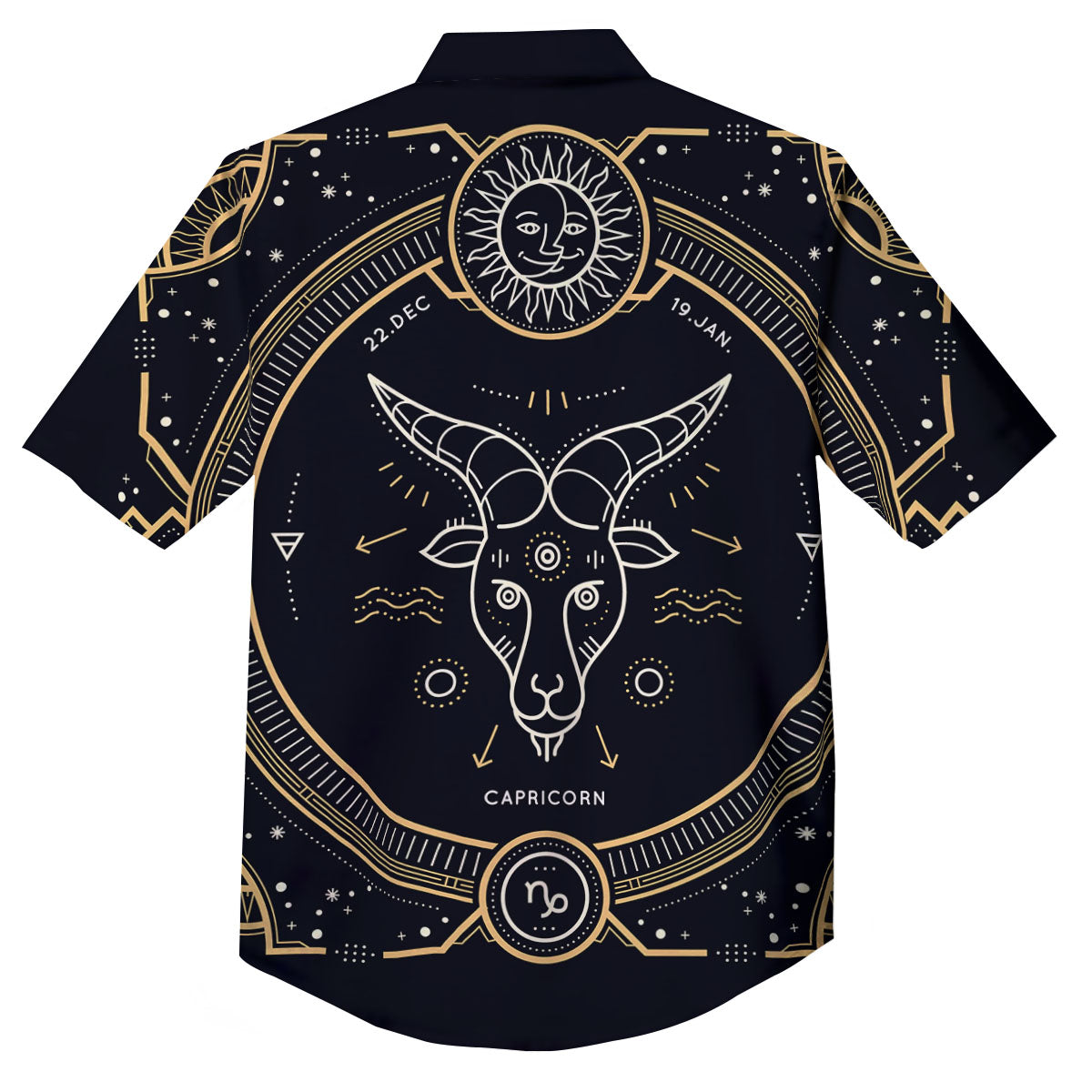 Zodiac Sign Vintage Capricorn Print Button Up Shirt-grizzshop