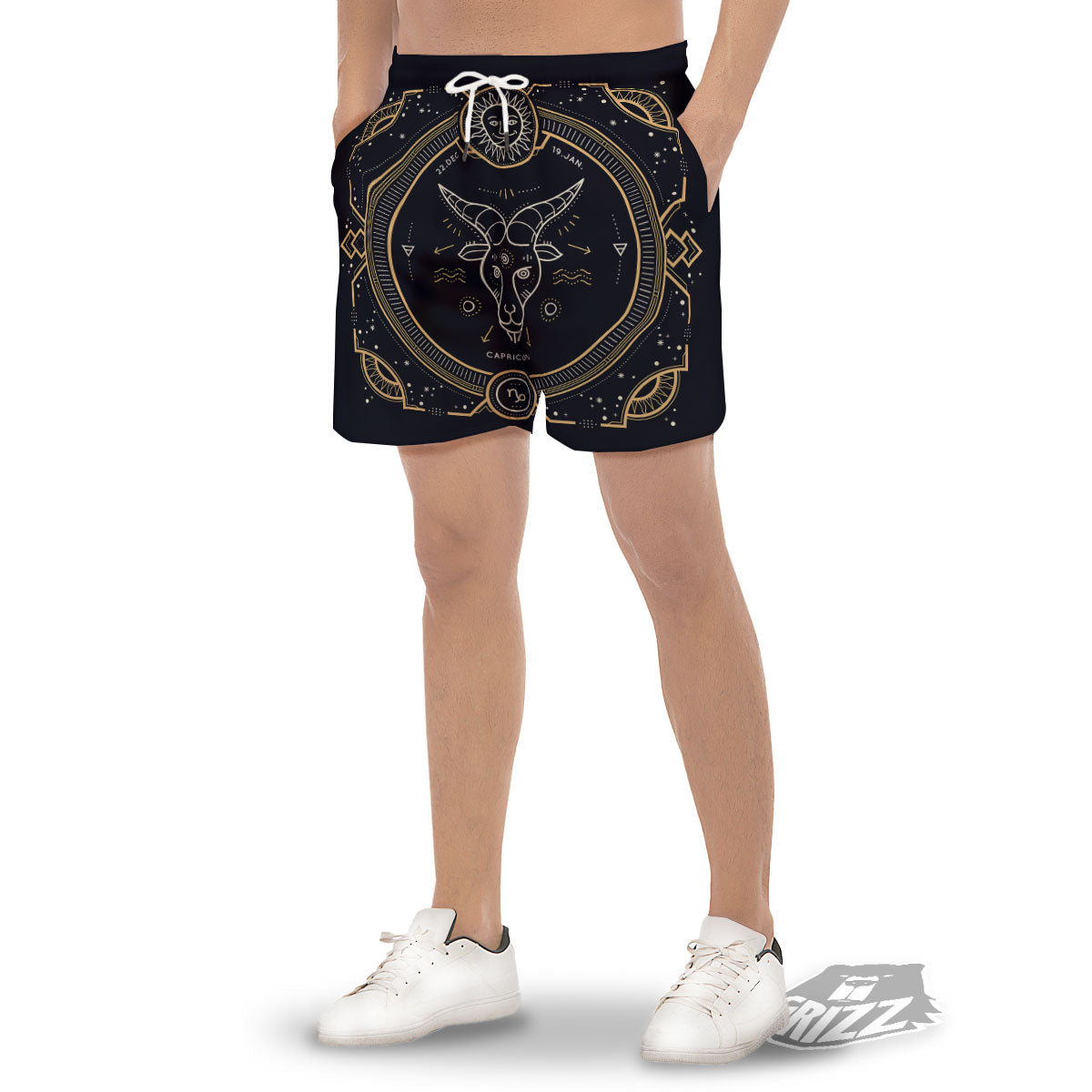 Zodiac Sign Vintage Capricorn Print Men's Gym Shorts-grizzshop