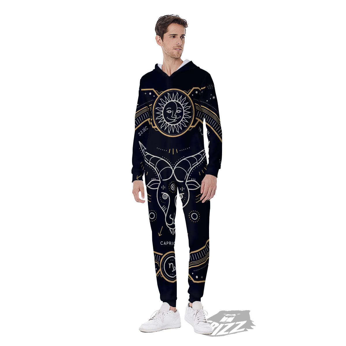 Zodiac Sign Vintage Capricorn Print Men's Jumpsuit-grizzshop