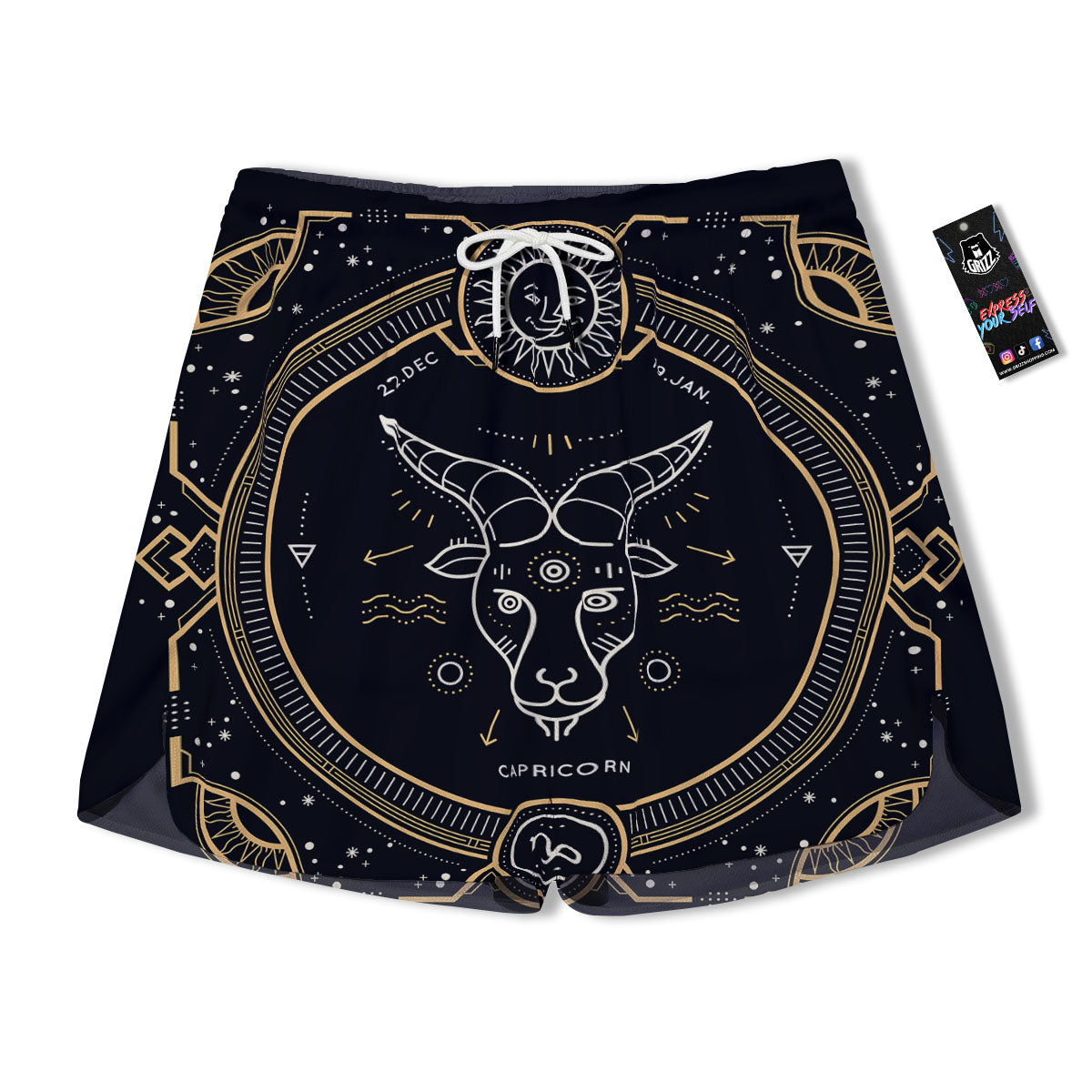 Zodiac Sign Vintage Capricorn Print Men's Running Shorts-grizzshop