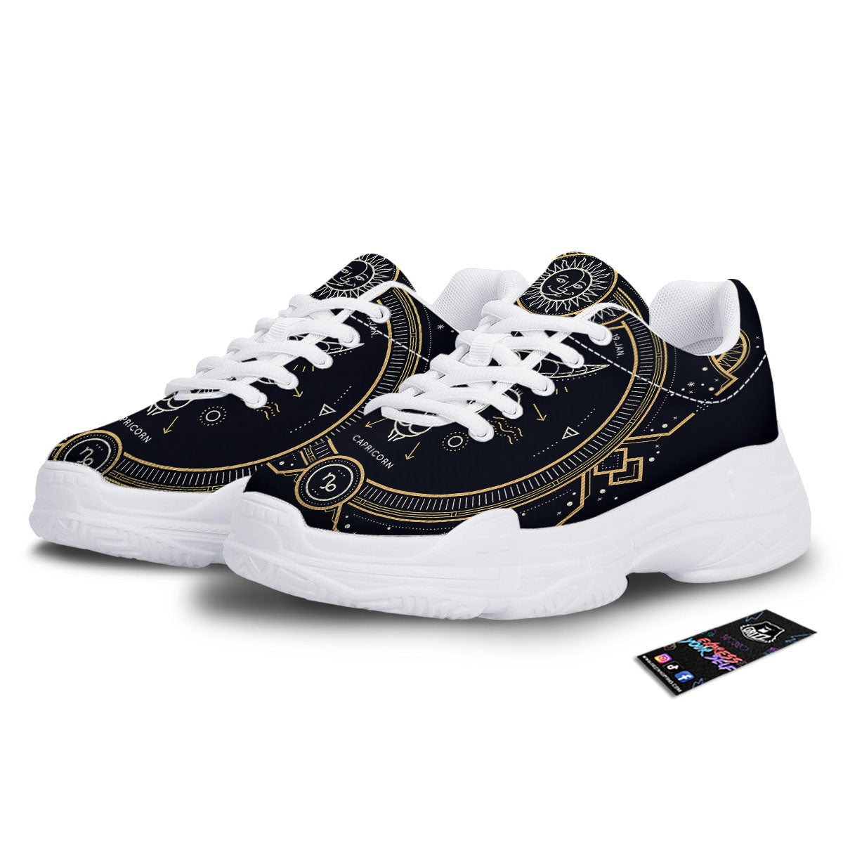 Zodiac Sign Vintage Capricorn Print White Chunky Shoes-grizzshop